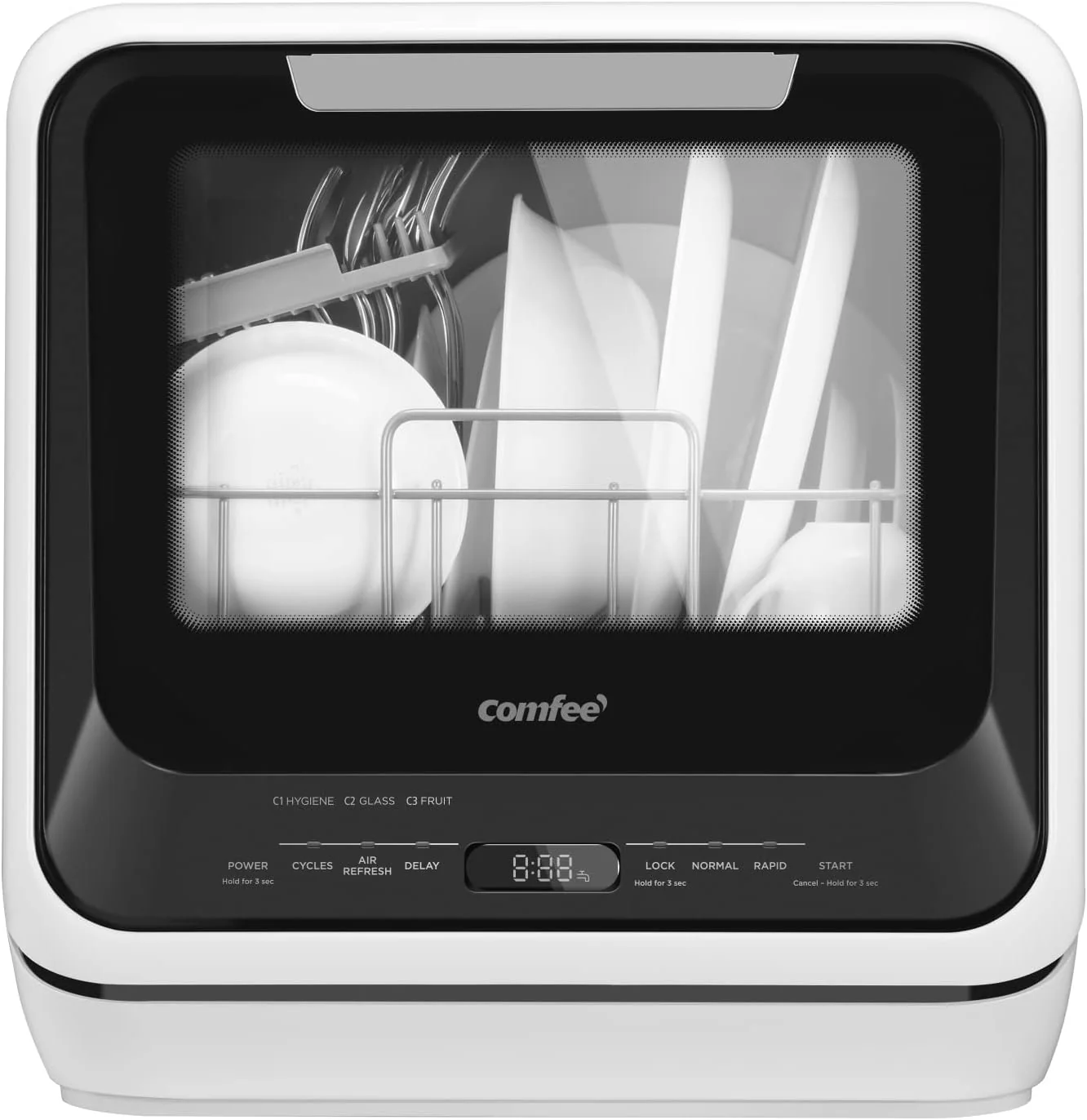 Lave-vaisselle portable COMFEE' de comptoir avec réservoir d'eau intégré de 5 L