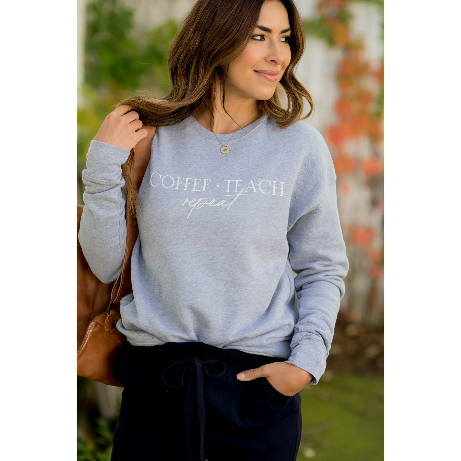Coffee,Teach, Repeat Graphic Crewneck