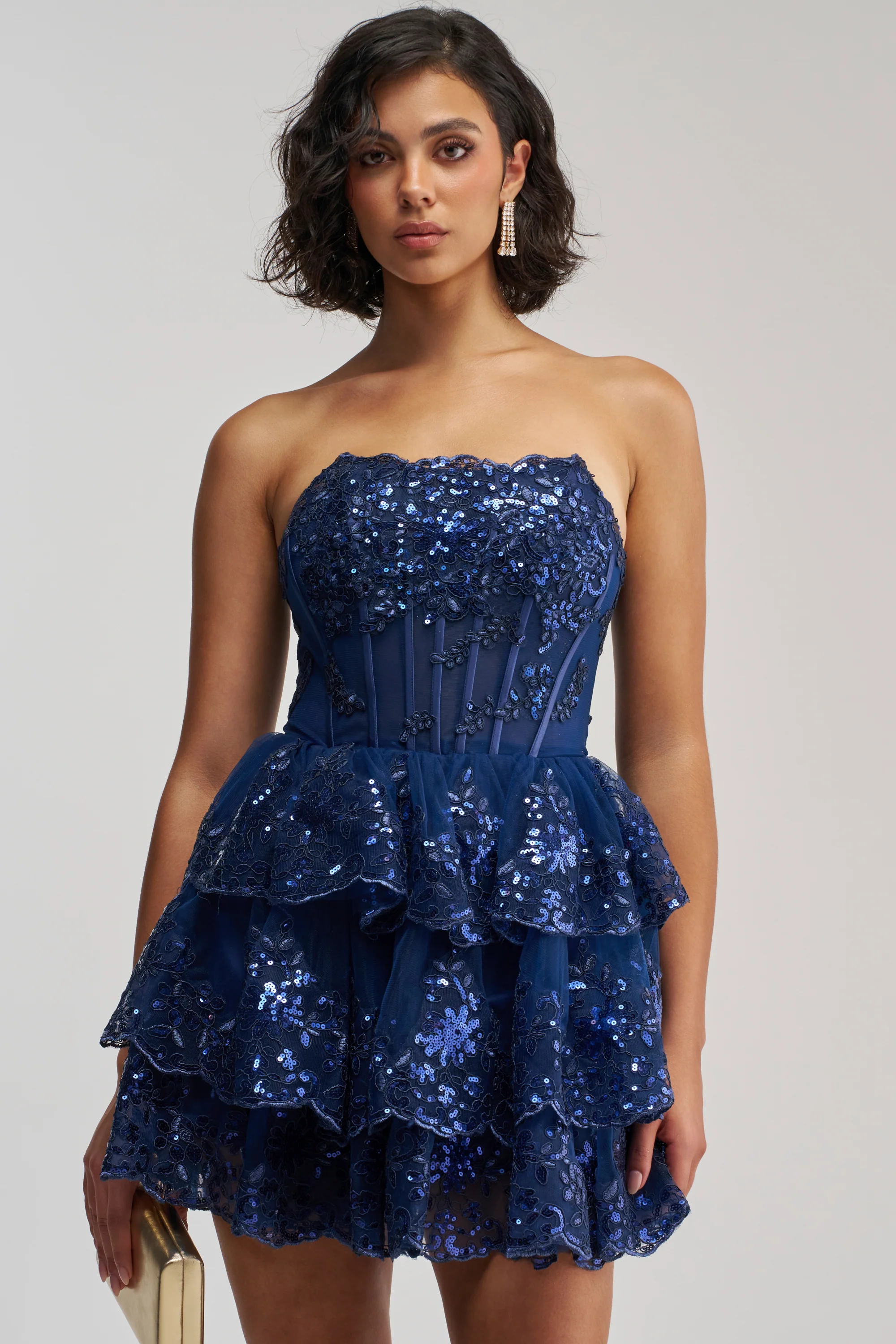 SUCH A FLIRTY GIRL STRAPLESS MINI DRESS IN NAVY - Akira Store
