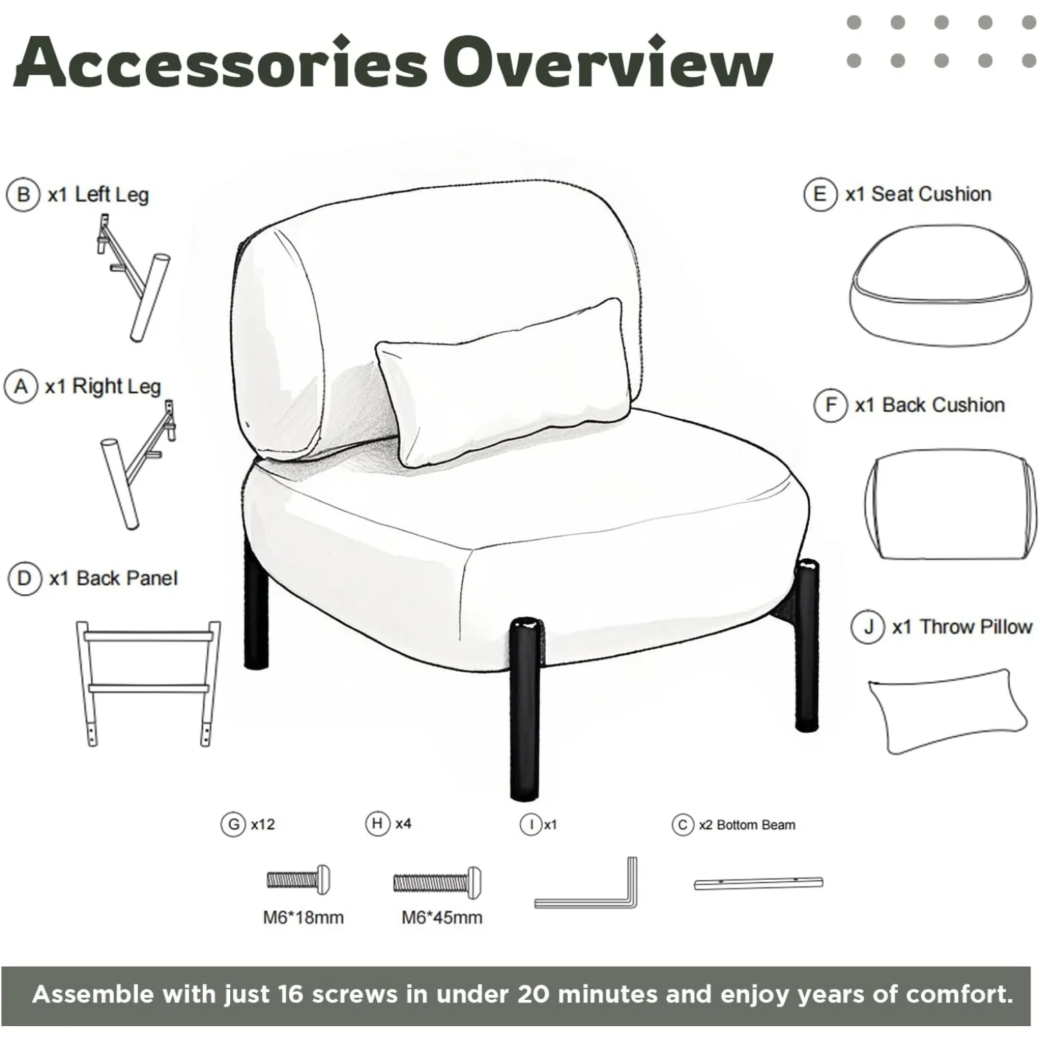 AECOJOY Mid Century Modern Accent Chair, Extra Large Teddy Upholstered Lounge Chair with Pillow