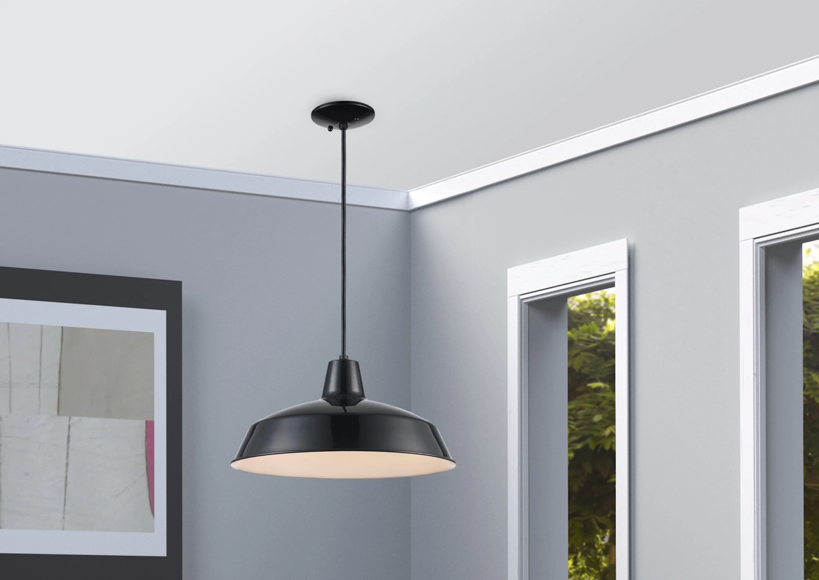 Trans Globe Lighting 1100 Sherman 1 Light 7" Tall Industrial Dome Shaped Indoor Pendant -(White)