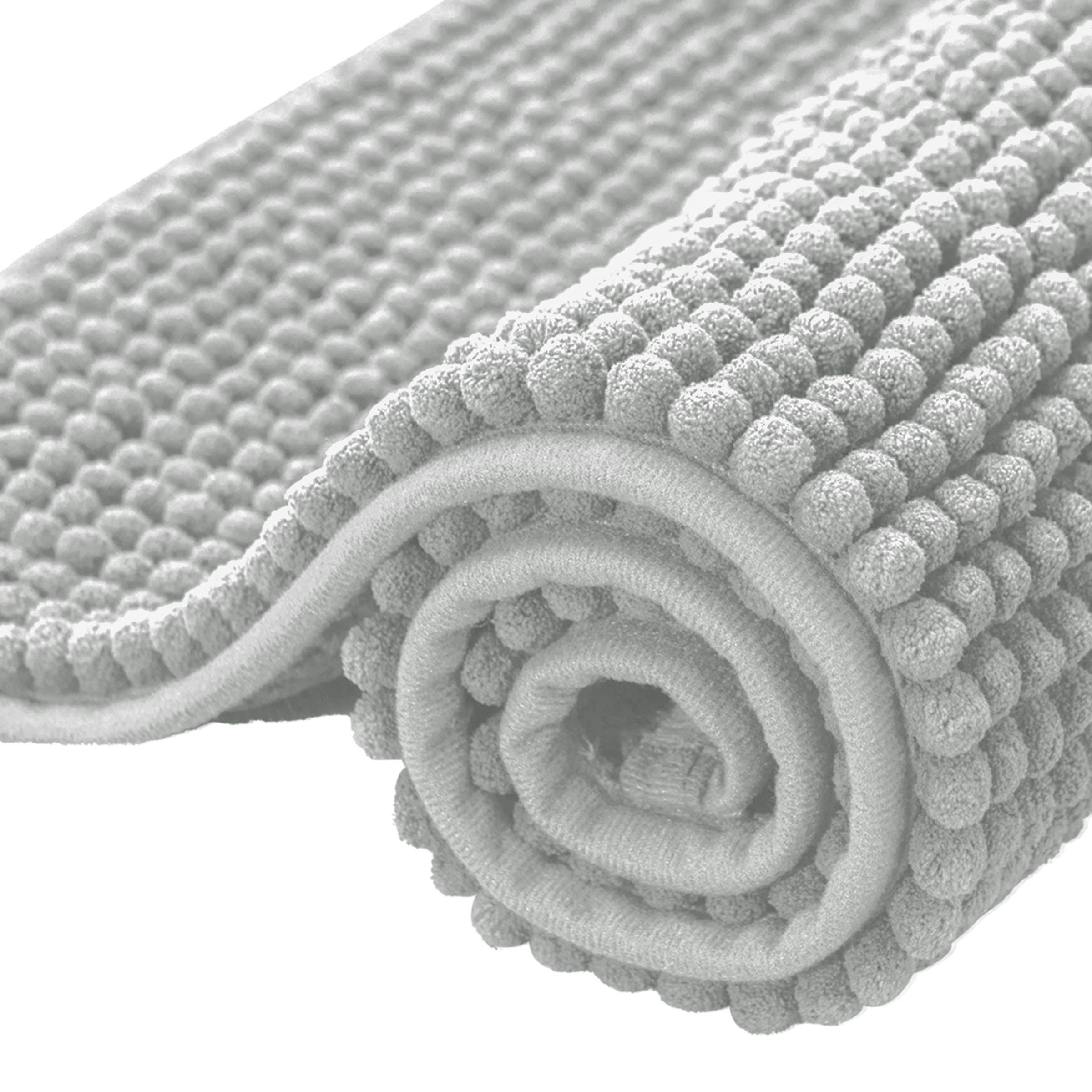 Subrtex Bathroom Rugs Chenille Bath Rug Soft Short Plush Bath Mat Soft Shower Mat Water Absorbent Shower Mat Quick Dry Machine Washable(Light Gray