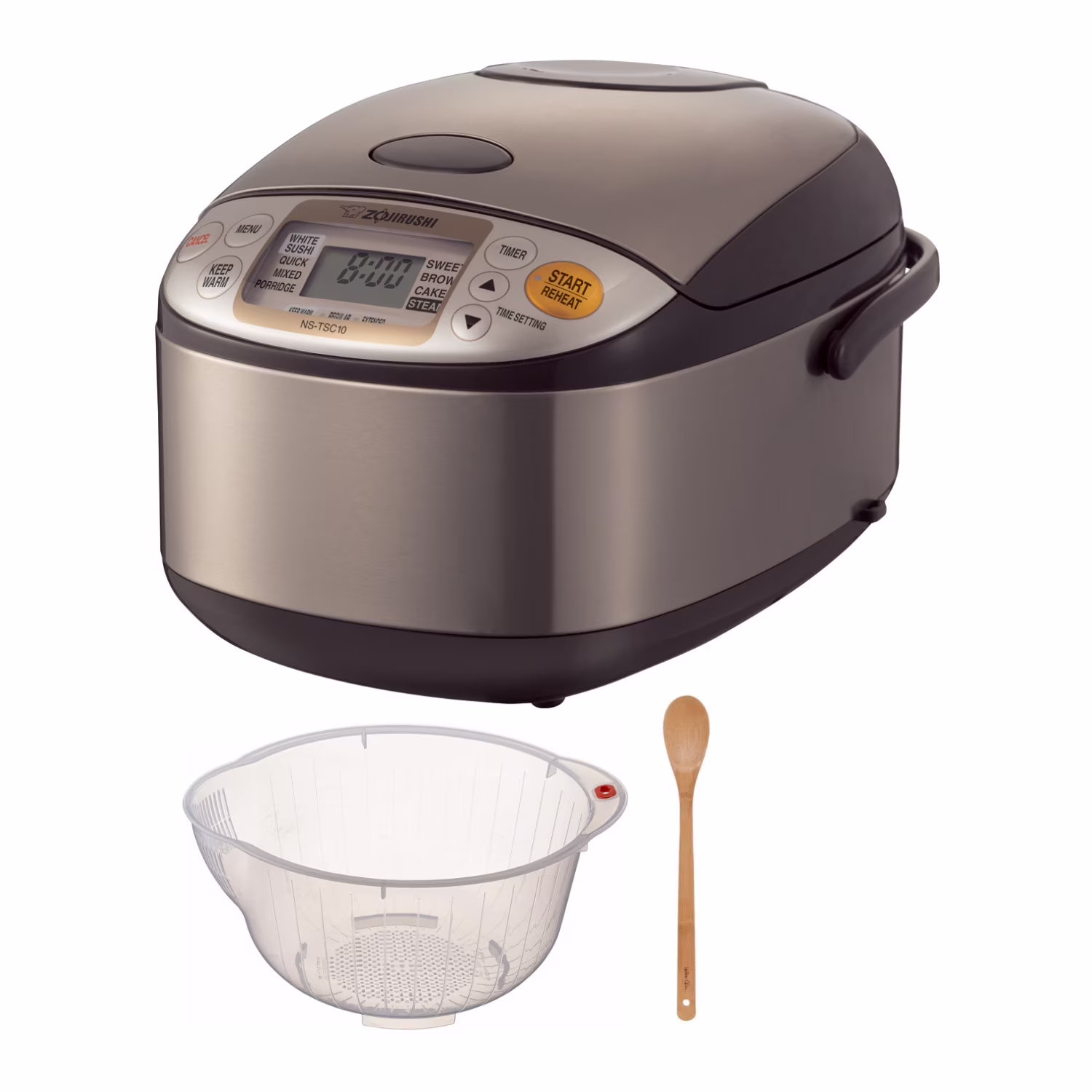 Zojirushi Micom Rice Cooker and Warmer (5.5 - Cup/ Stainless Brown) with Bowl and Spoon