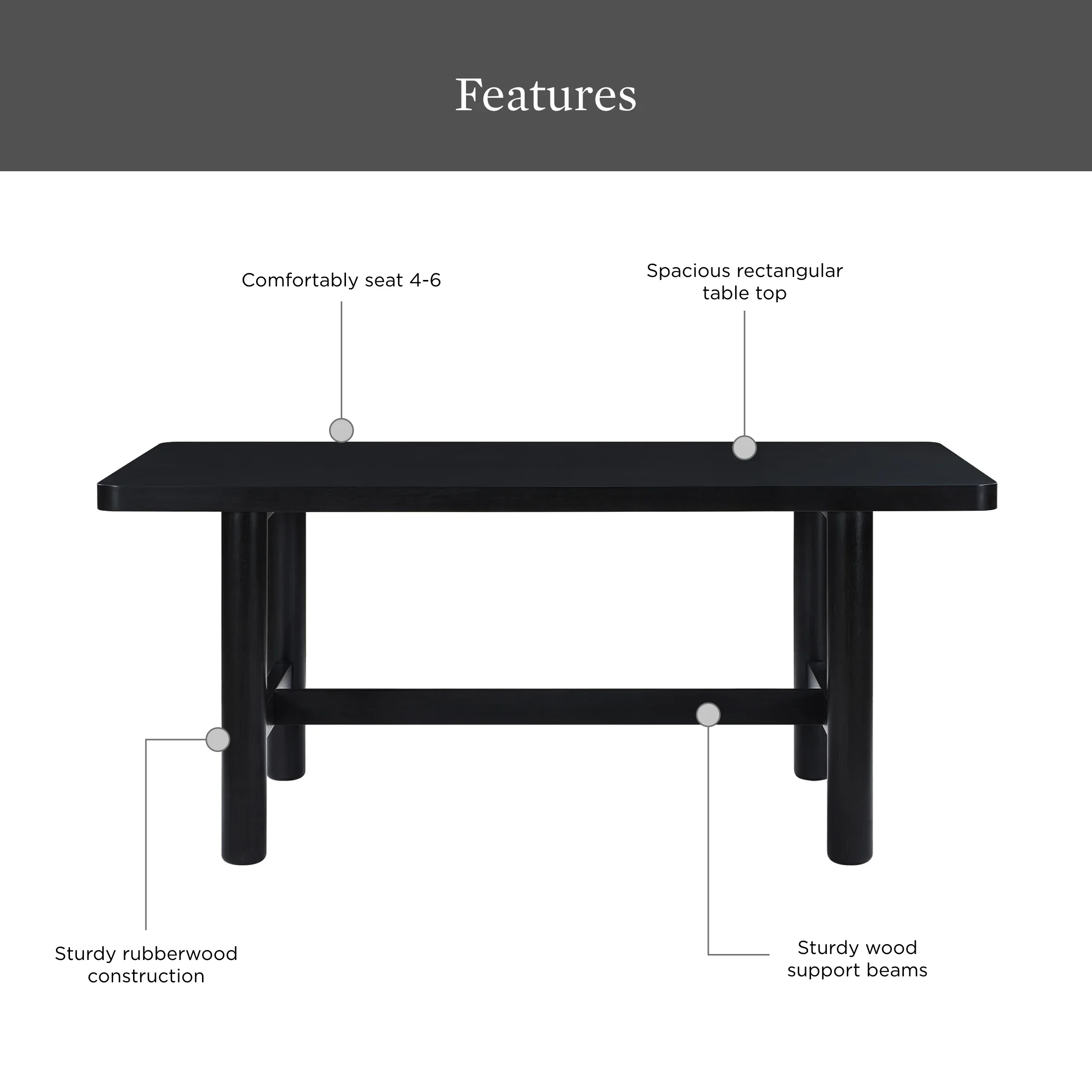 Better Homes & Gardens Adlin 70 Adjustable Dining Table, Charcoal