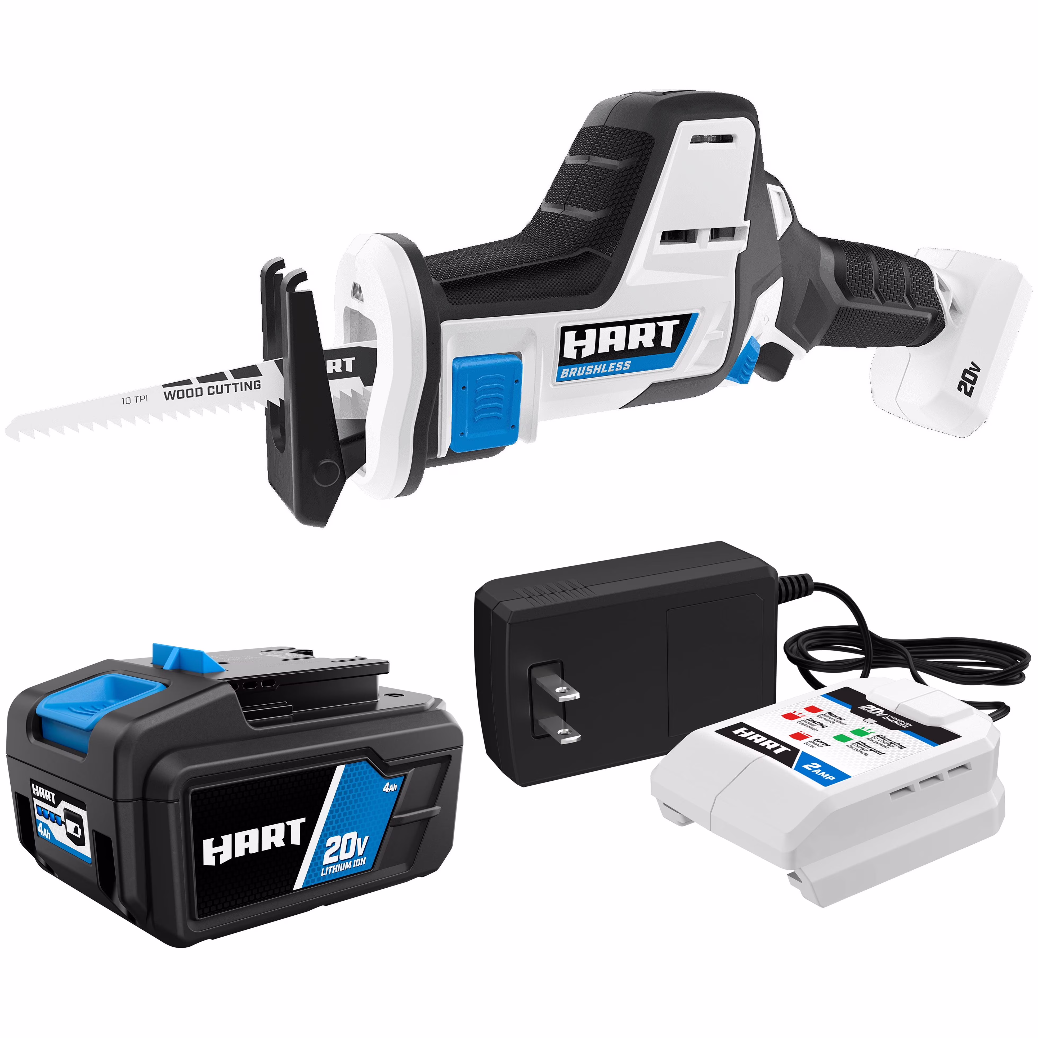 20-Volt Brushless One-Handed Reciprocating Saw with 4Ah Battery and Charger Starter Kit Bundle