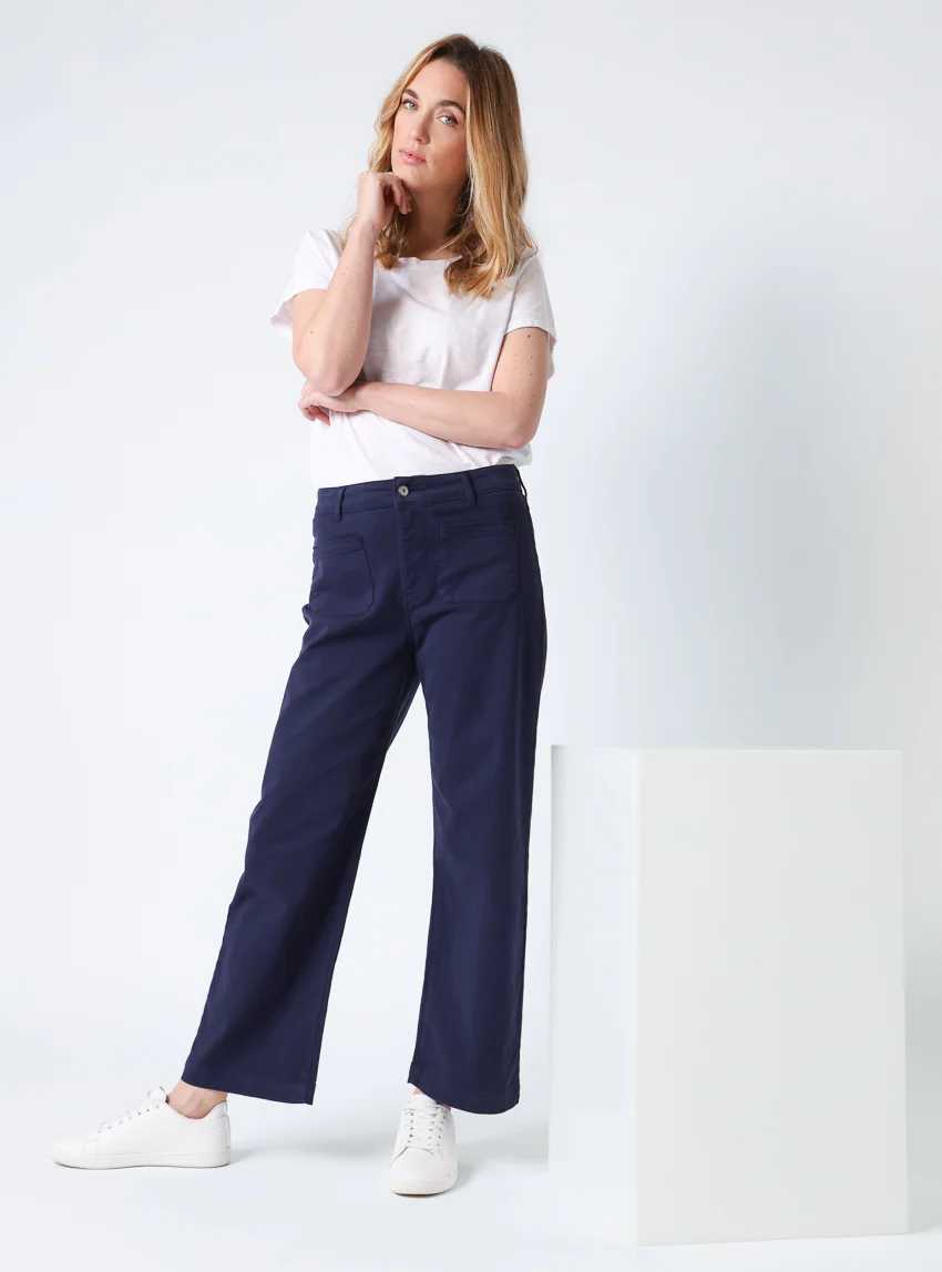 Pantalon femme 7/8ème bleu marine