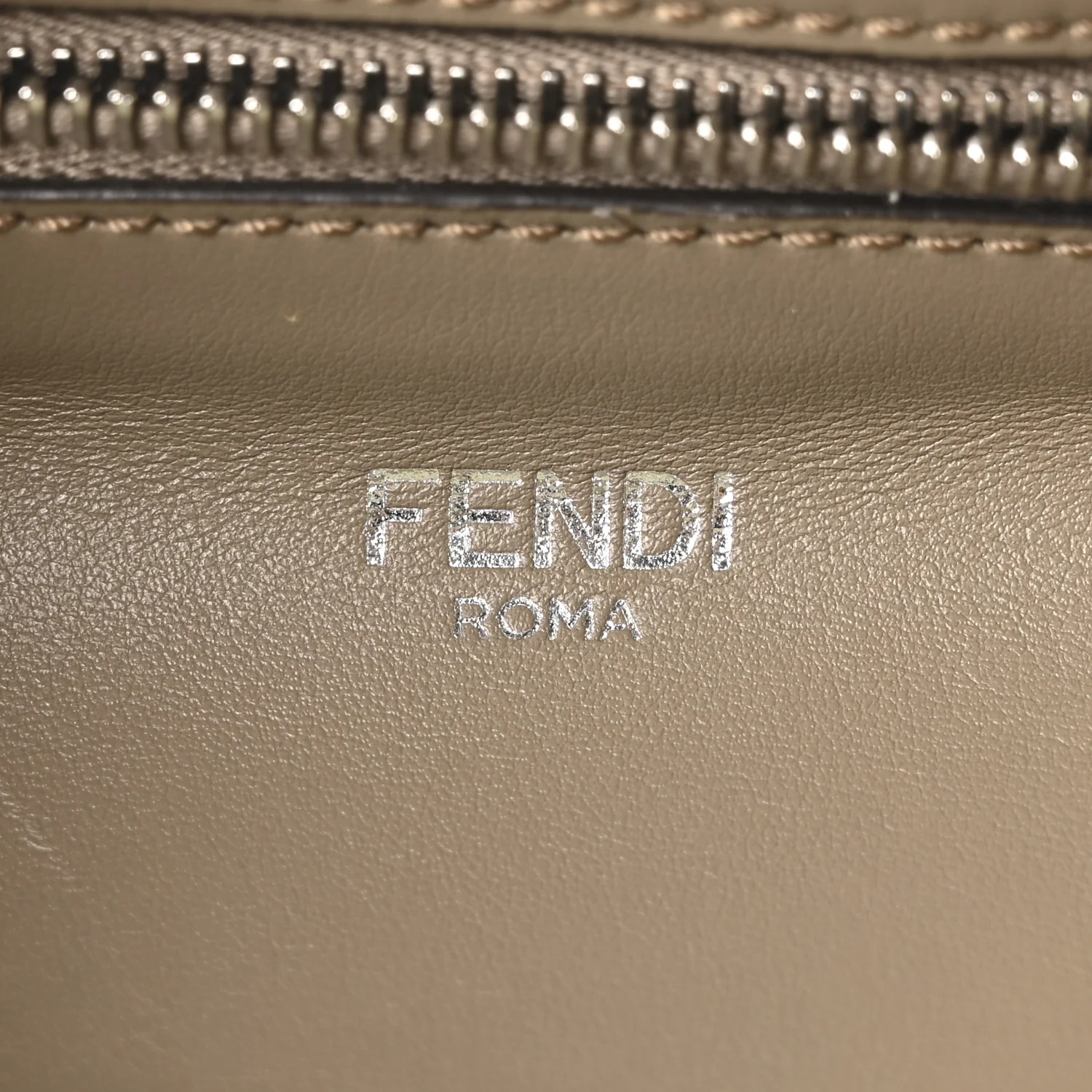 Cuoio Romano Vitello Cover Glazed Fabric Bi-Color FF 1974 Mini Peekaboo I SEE U Satchel Tartufo Banana Tobacco Moro