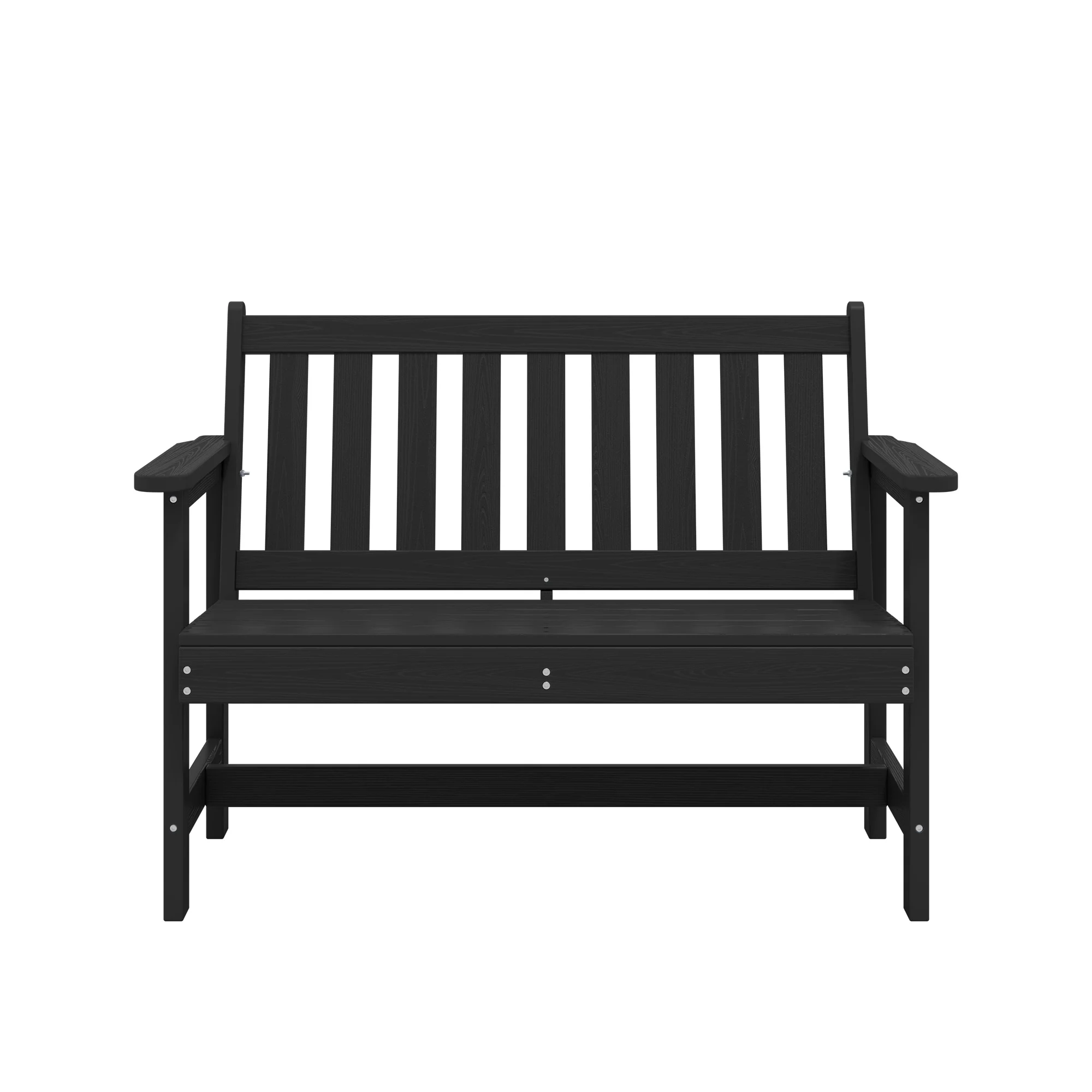 Outdoor Bench for 2-Person, Weather-Resistant HDPE with Aluminum Reinforcement, Supports 660 lbs, Comfortable Seating for Patio, Garden, and Porch, Black(Black/Single) - Image 5