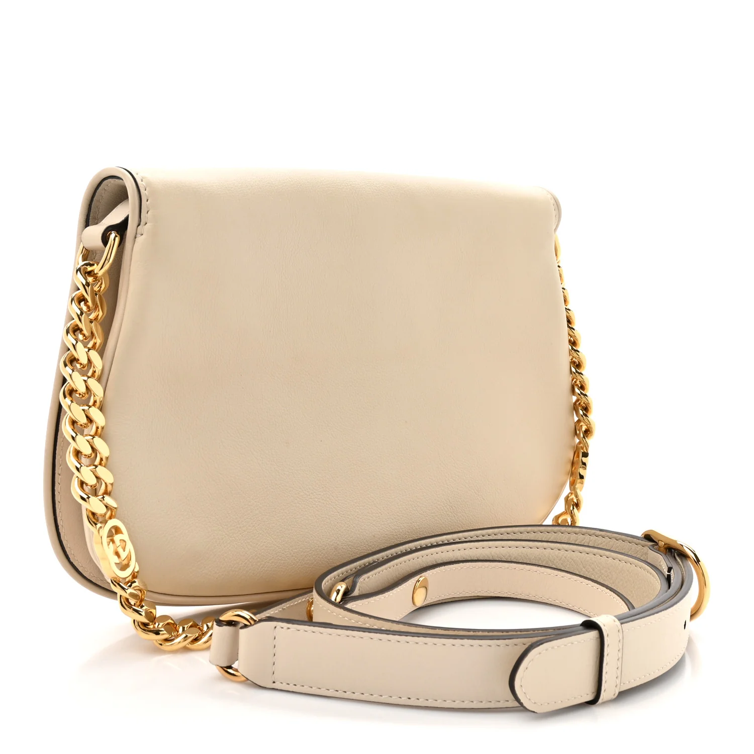 Roxy Calfskin Blondie Chain Shoulder Flap Bag Mystic White