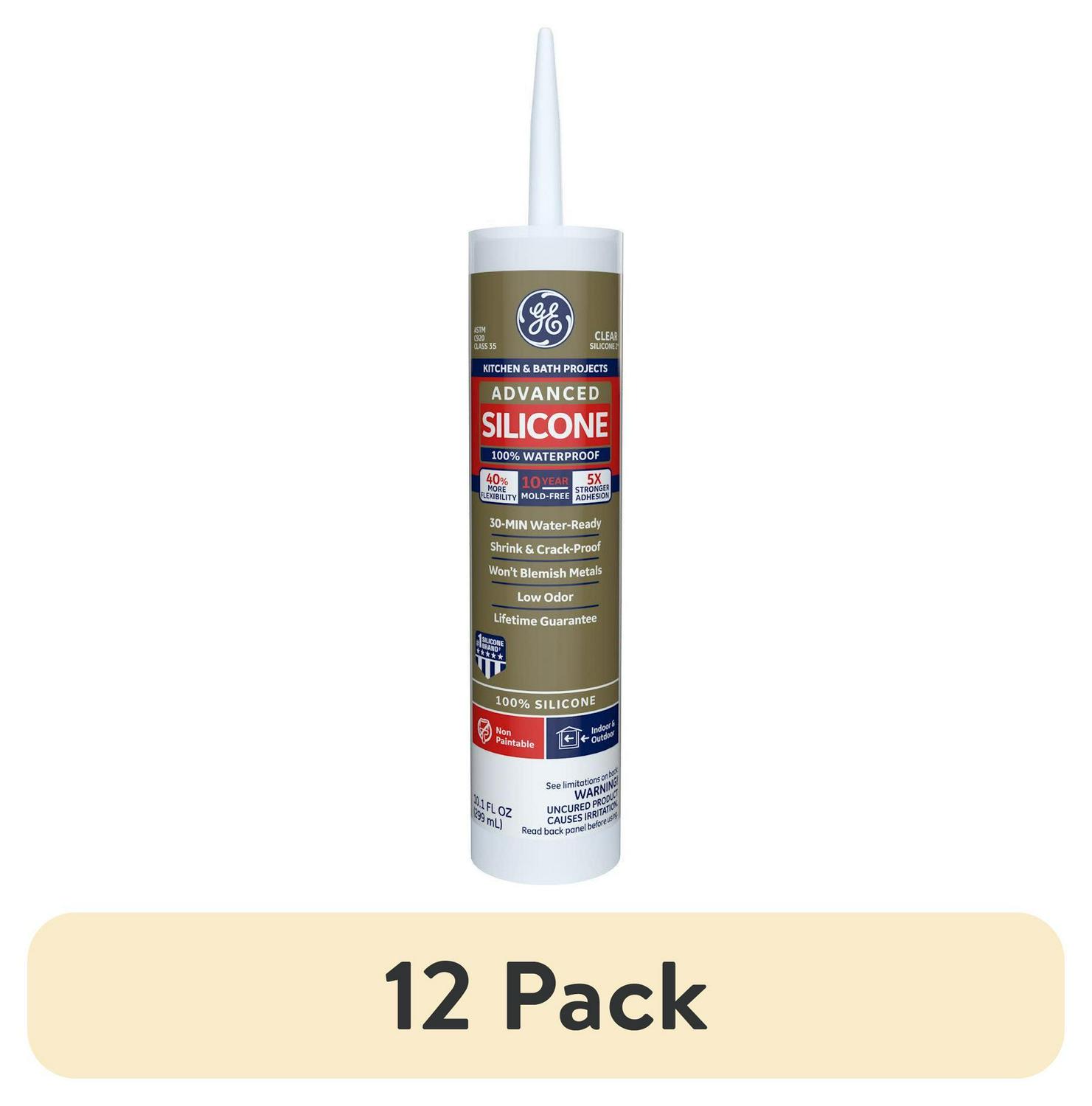 (12 pack) Advanced Silicone Kitchen Bath Sealant  Pack of 1  Clear 10 1 fl oz Cartridge