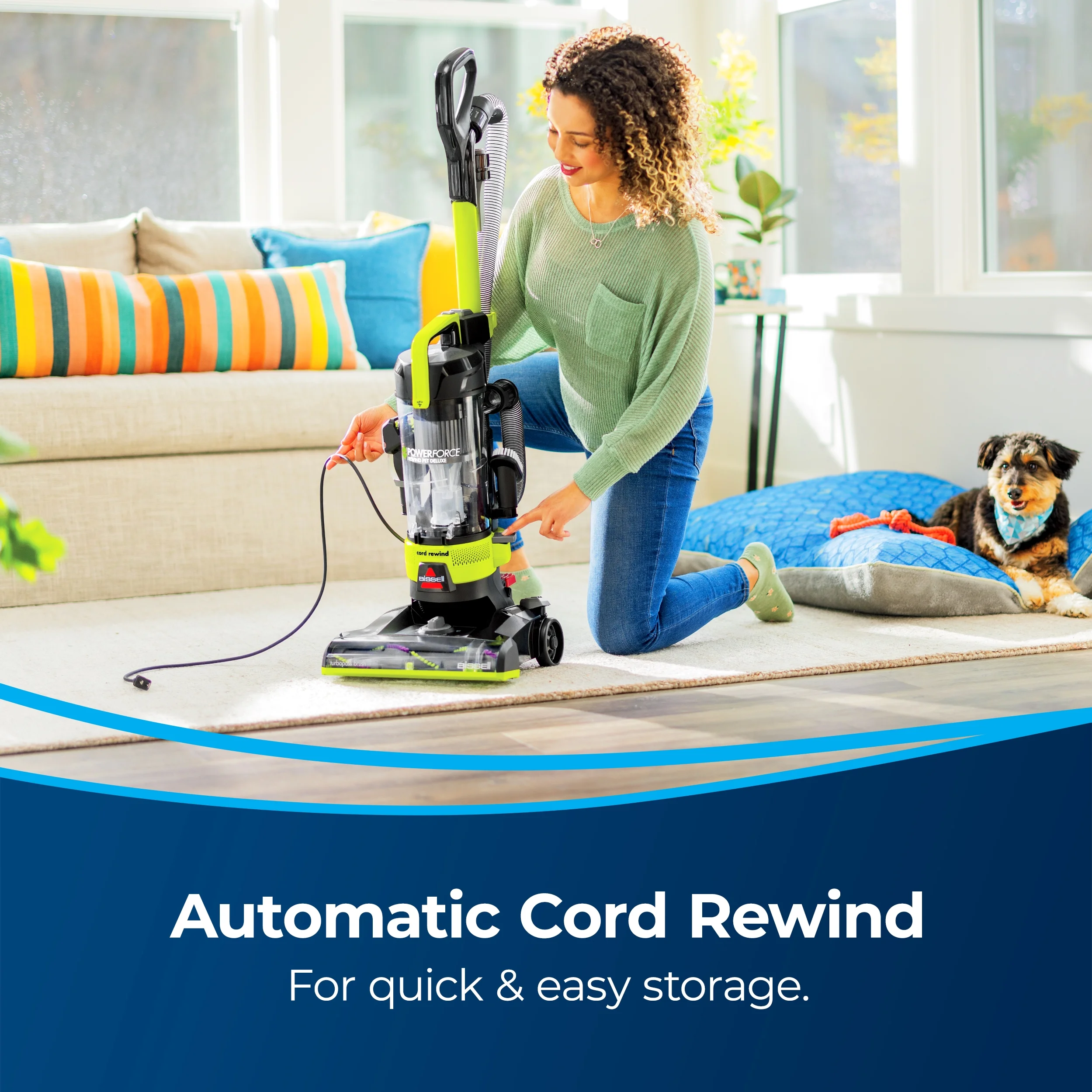 Bagless Upright Vacuum, PowerForce Helix Rewind, Pet Deluxe, Live Extension Wand, ScatterFree Tech, Pet TurboBrush, Dusting Brush, Crevice Tool, XL Dust Cup, and Corded Rewind, 3335, Green Image 7