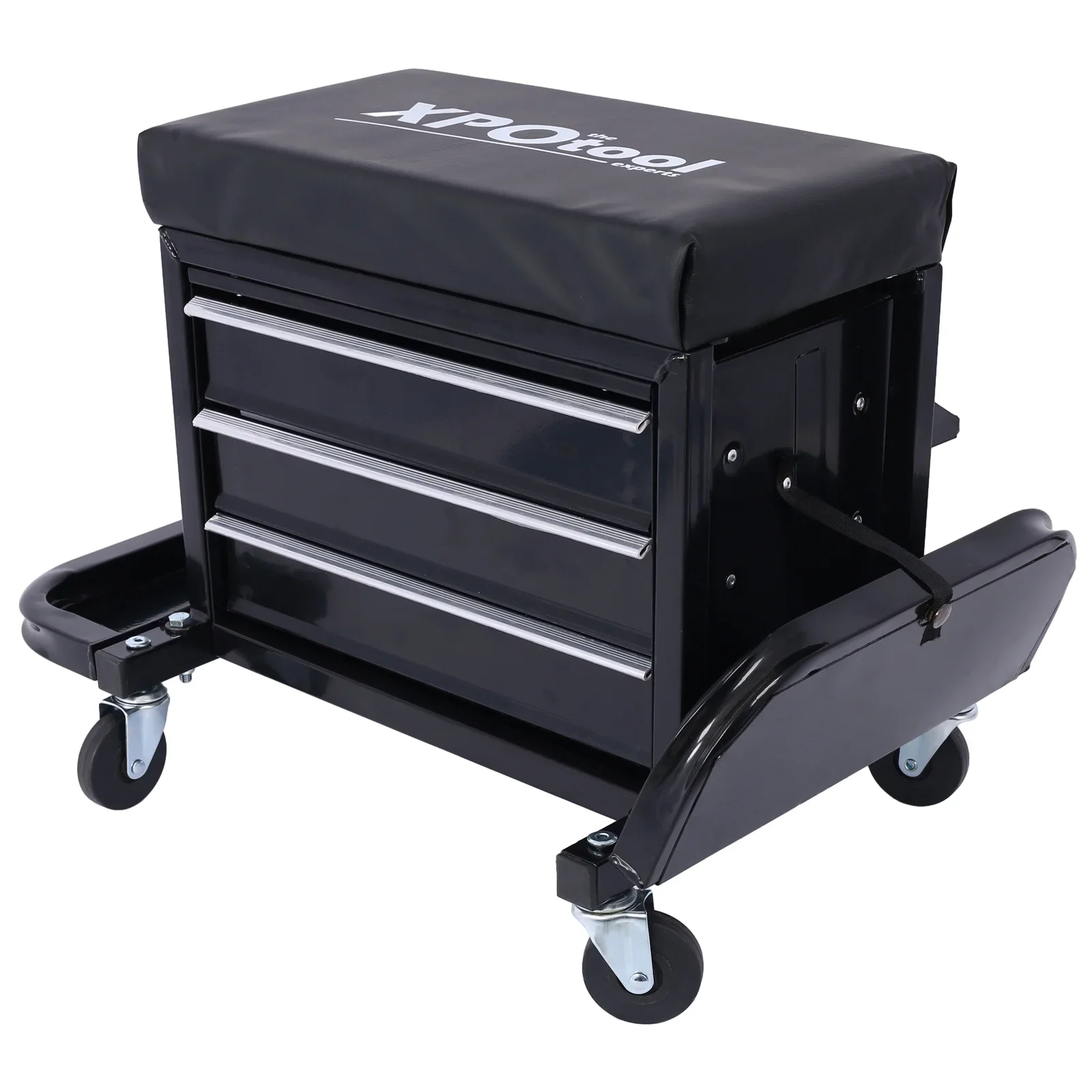 350-Pound Capacity Garage Glider Rolling Tool Chest Seat��Mechanics Roller Seat with 3 Drawers, Rolling Tool Chest Garage Chair, Toolbox on Wheels Mechanics Seat
