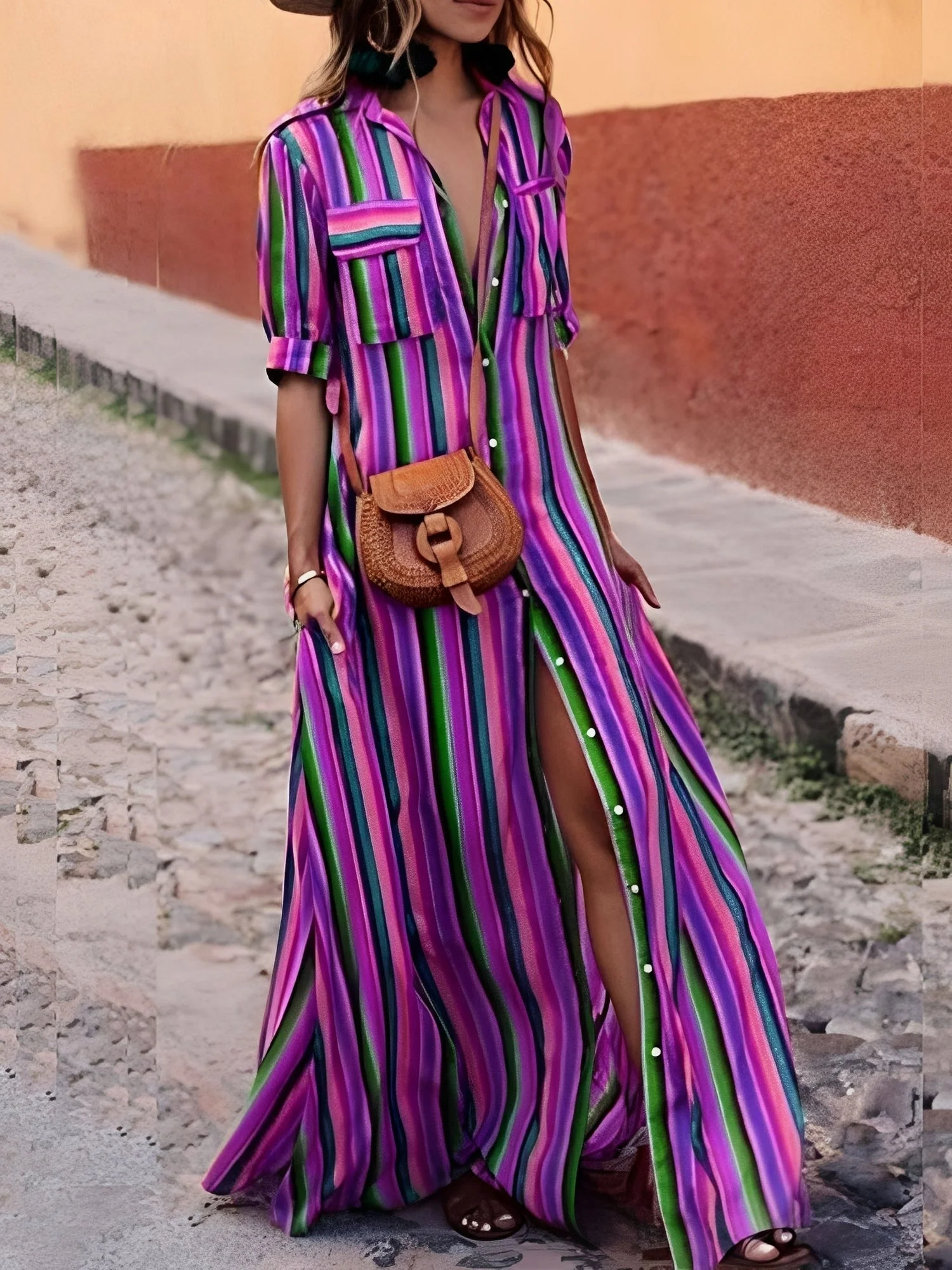 Samara - Robe Maxi Rayée Élégante