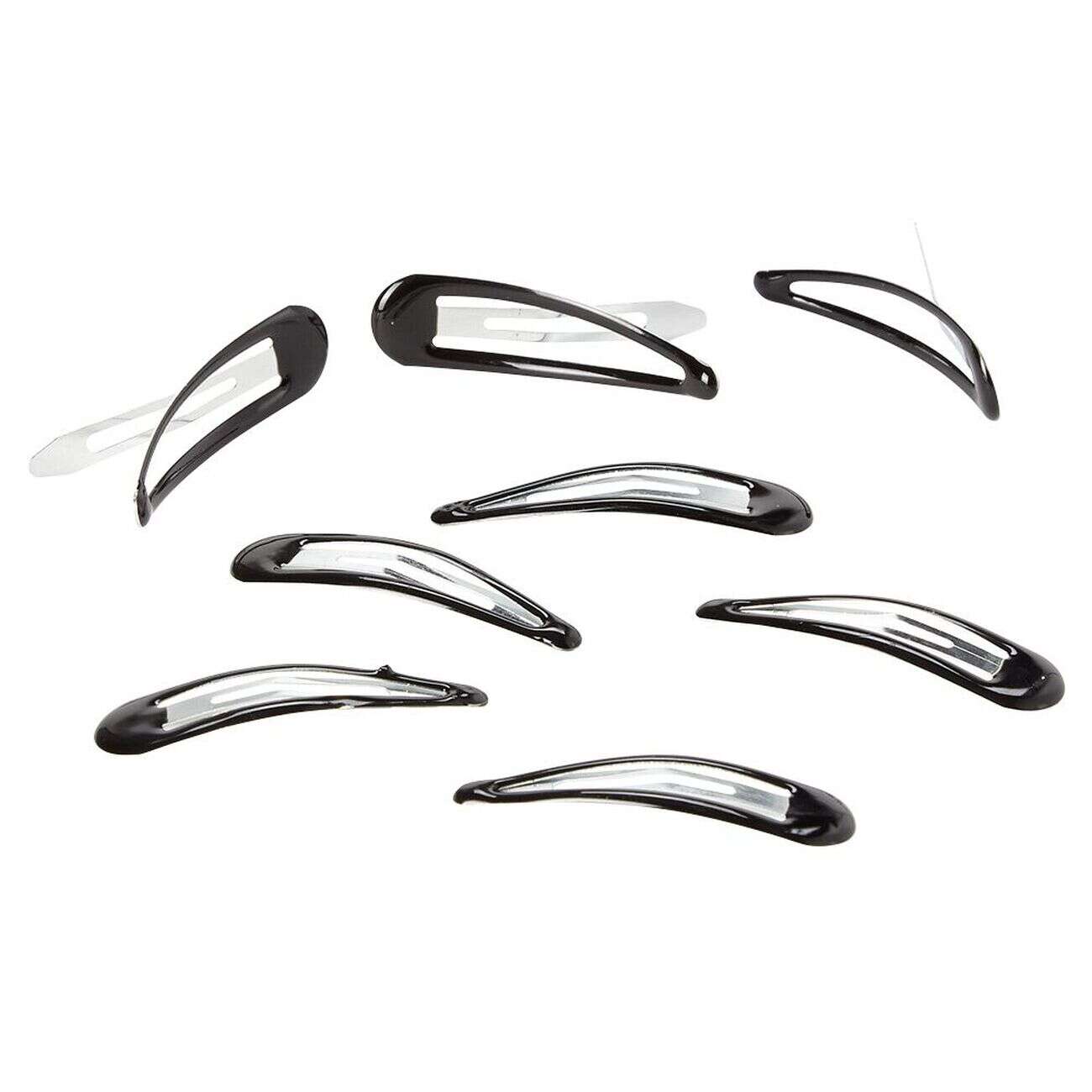 Barrette clic clac métal noir brillant x8