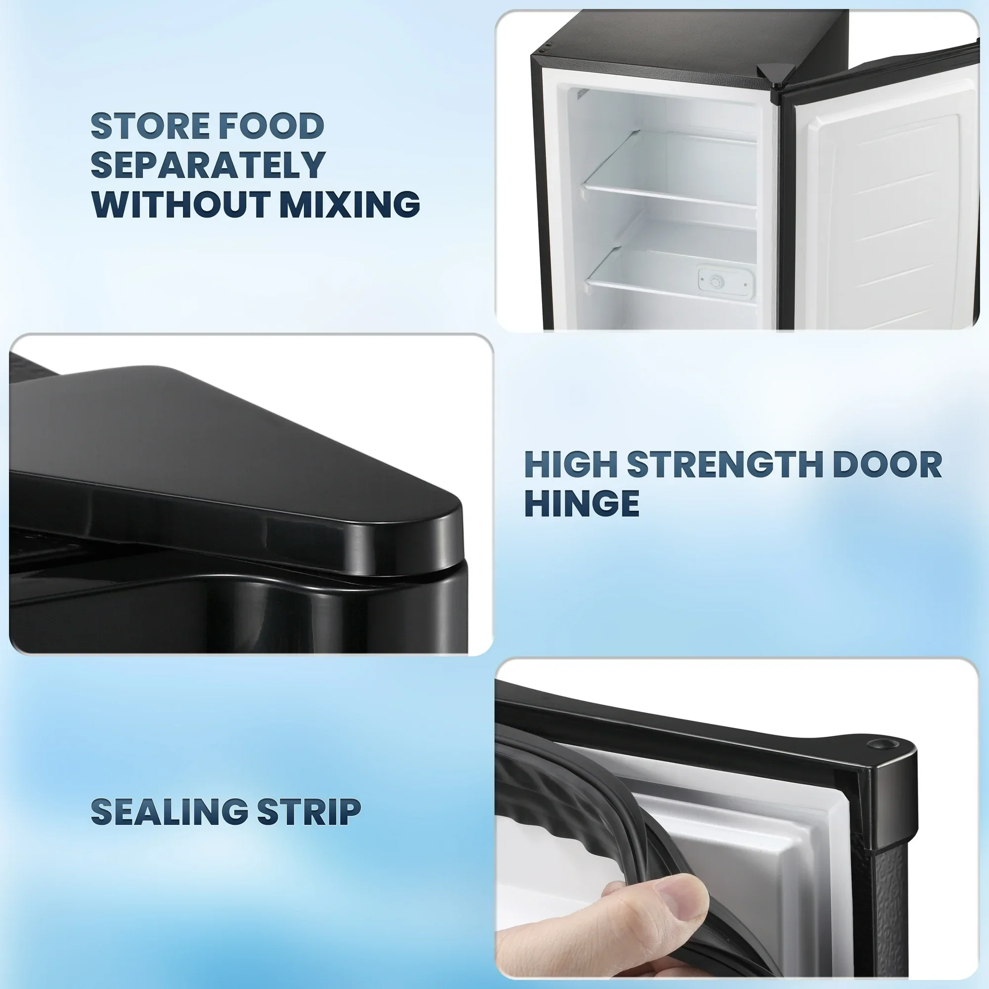 Upright Freezer, Energy Saving 3.0 Cu.ft Single Door Compact Upright Freezer with Reversible Door(Black)(Black) - Image 4