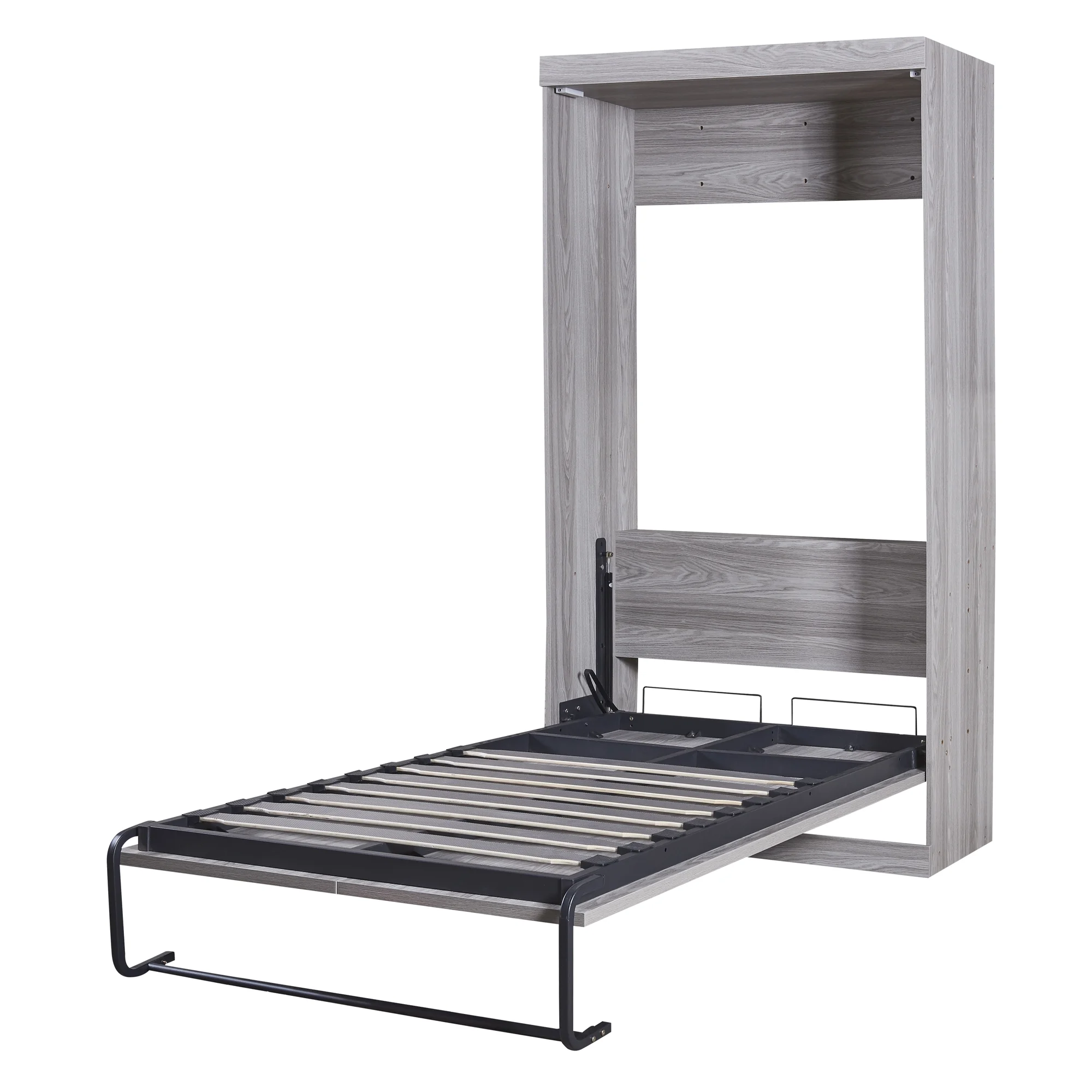 Pine Wood Twin Size Murphy Bed, Convertible Wall Bed into A Cabinet, Gray(Twin/Cabinet) - Image 7