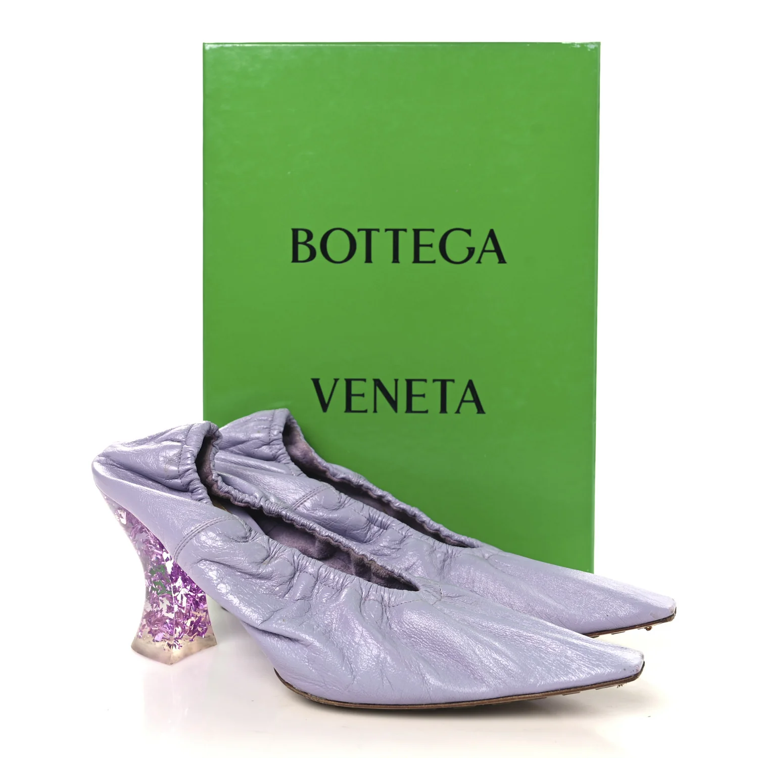 Crushed Nappa Glitter Plexiglass Almond Pumps 40 Lilac