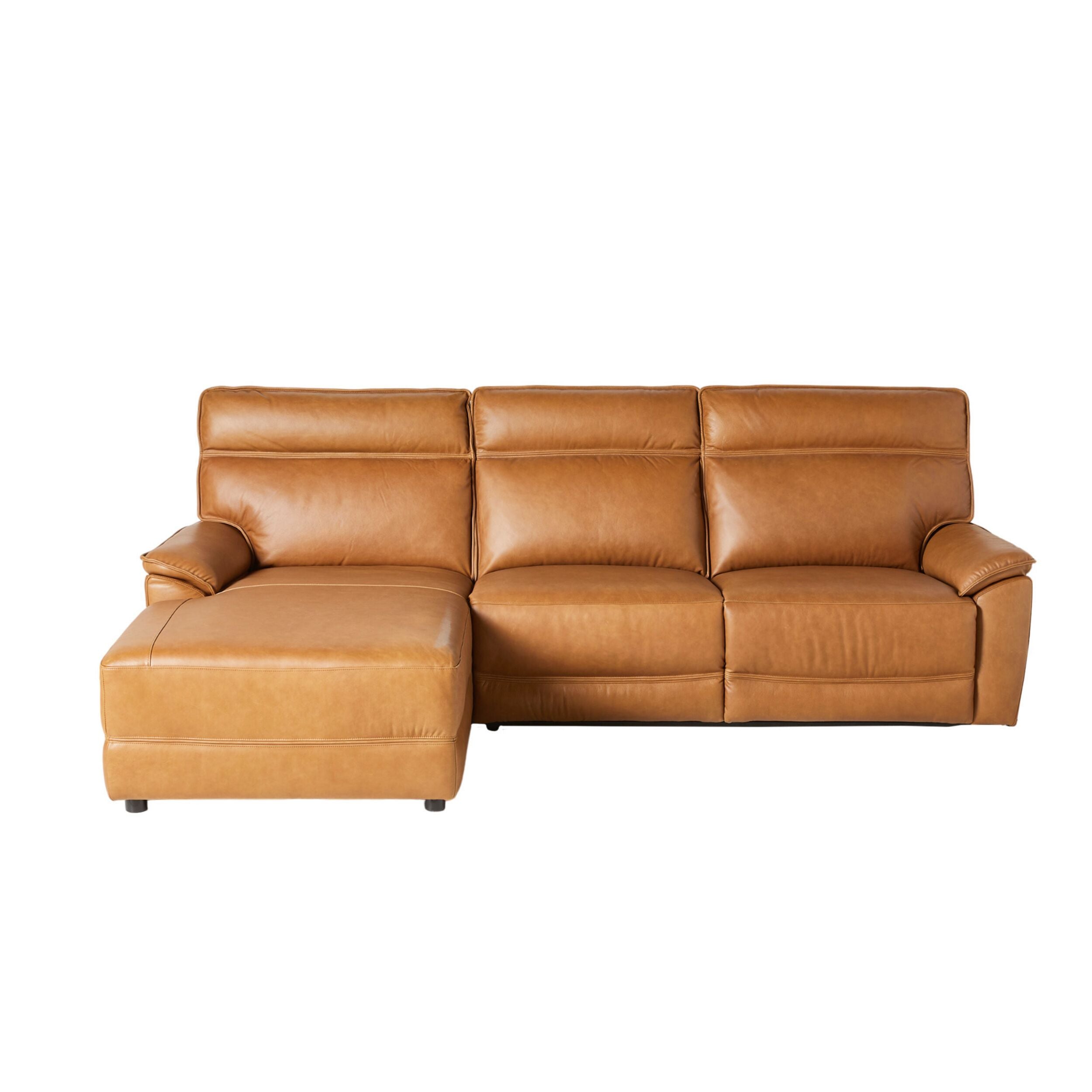 Dillon 3 Seater Leather Recliner Sofa with Left Chaise Dakota Light Ch