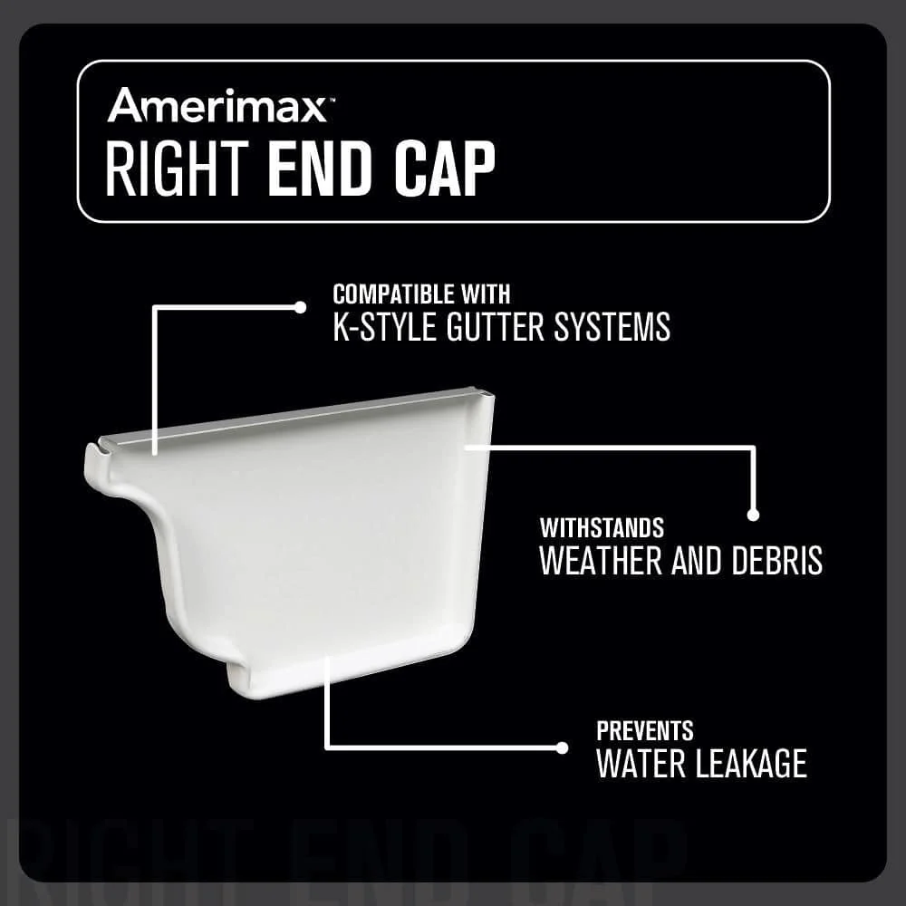 Amerimax Home Products 6 in. White Aluminum K-Style Right End Cap (Right End Cap)
