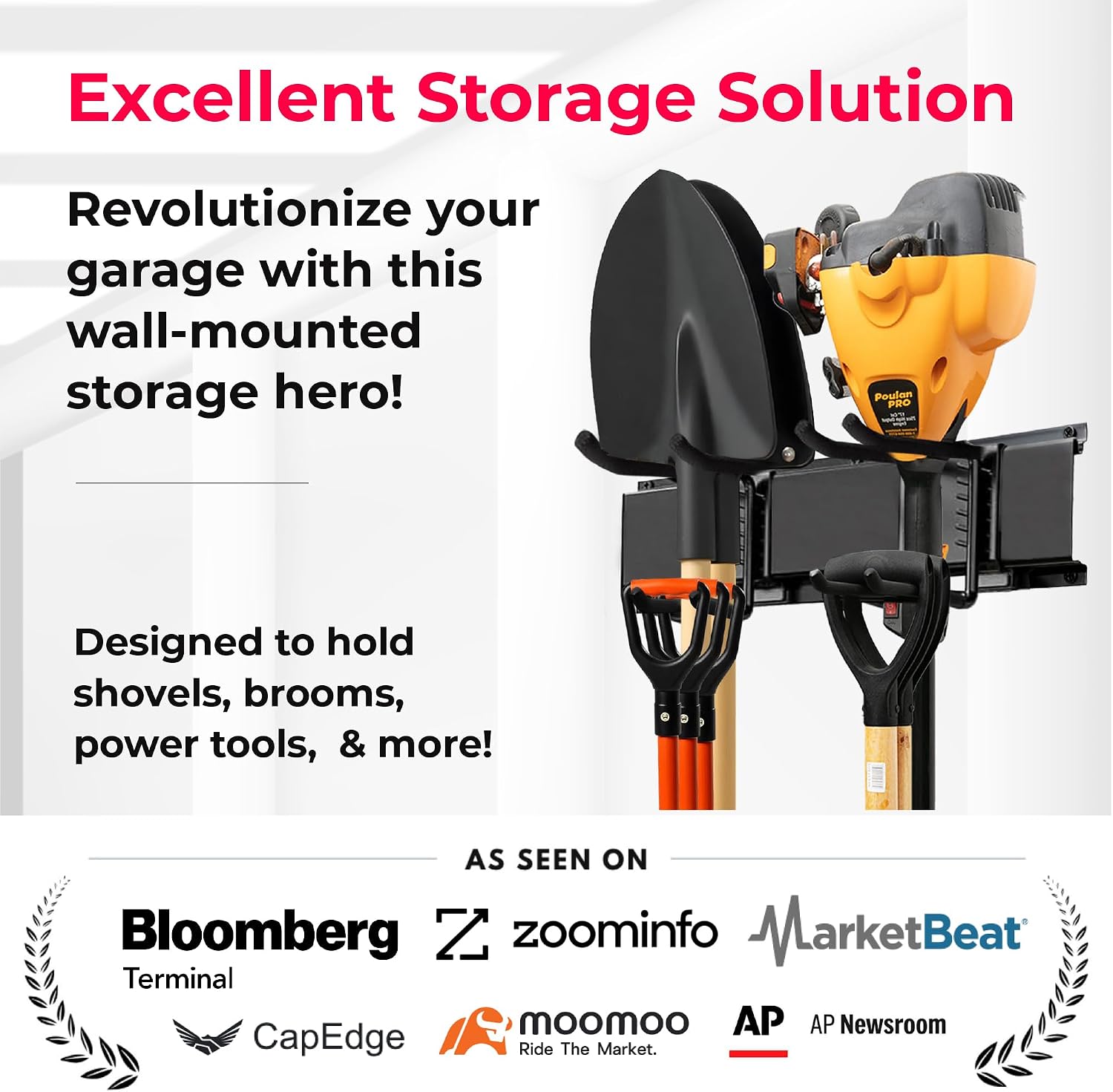TIDYME Garage Wall Organizer, Shovel Holder Wall Mount, 48