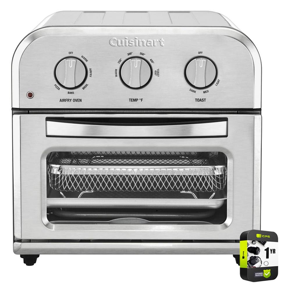 Cuisinart TOA-26 Compact AirFryer/Convection Toaster Oven Stainless Steel Bundle with 1 Yr CPS Enhanced Protection Pack