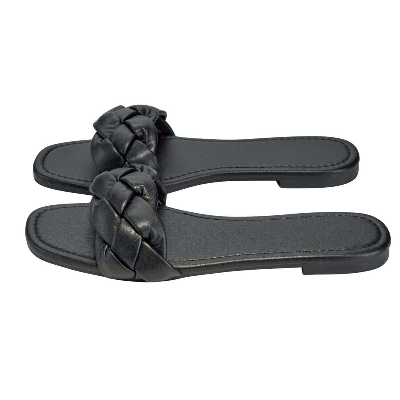 Sandales femme tressées simili noir 37/38