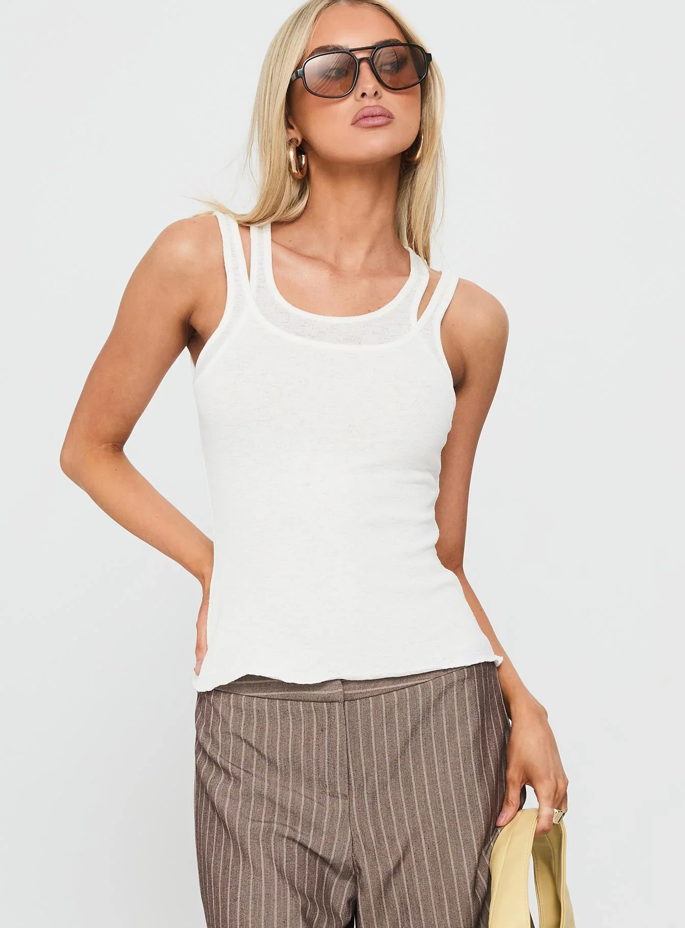 Ceyla Layered Tank Top White