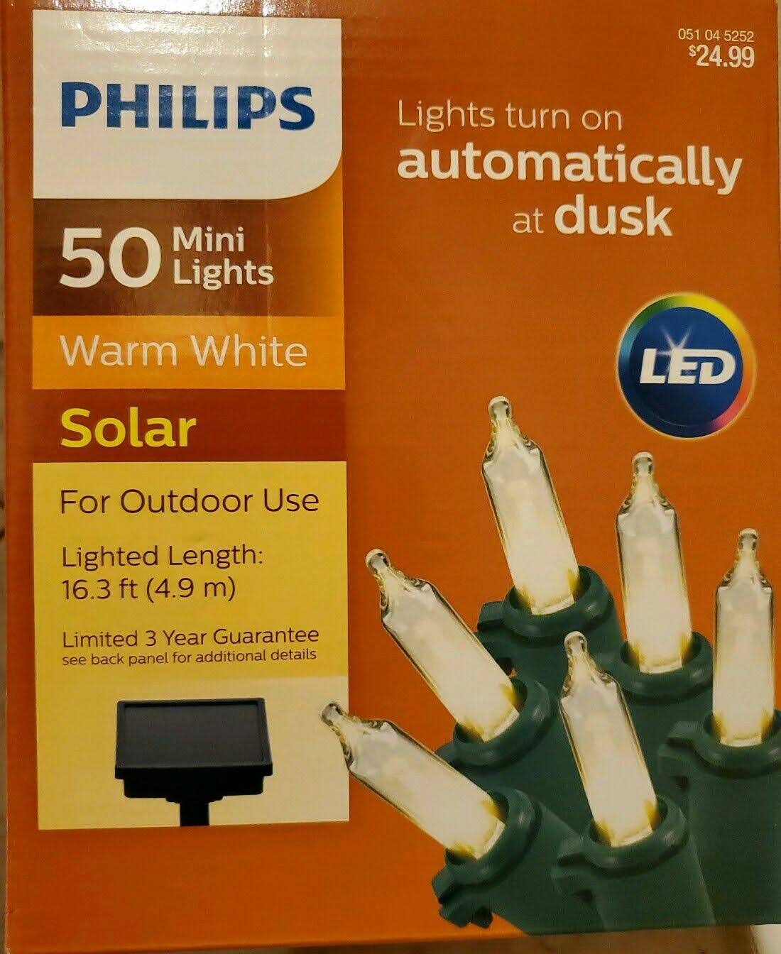 Philips 50ct Christmas Solar Powered LED Mini String Lights Warm White
