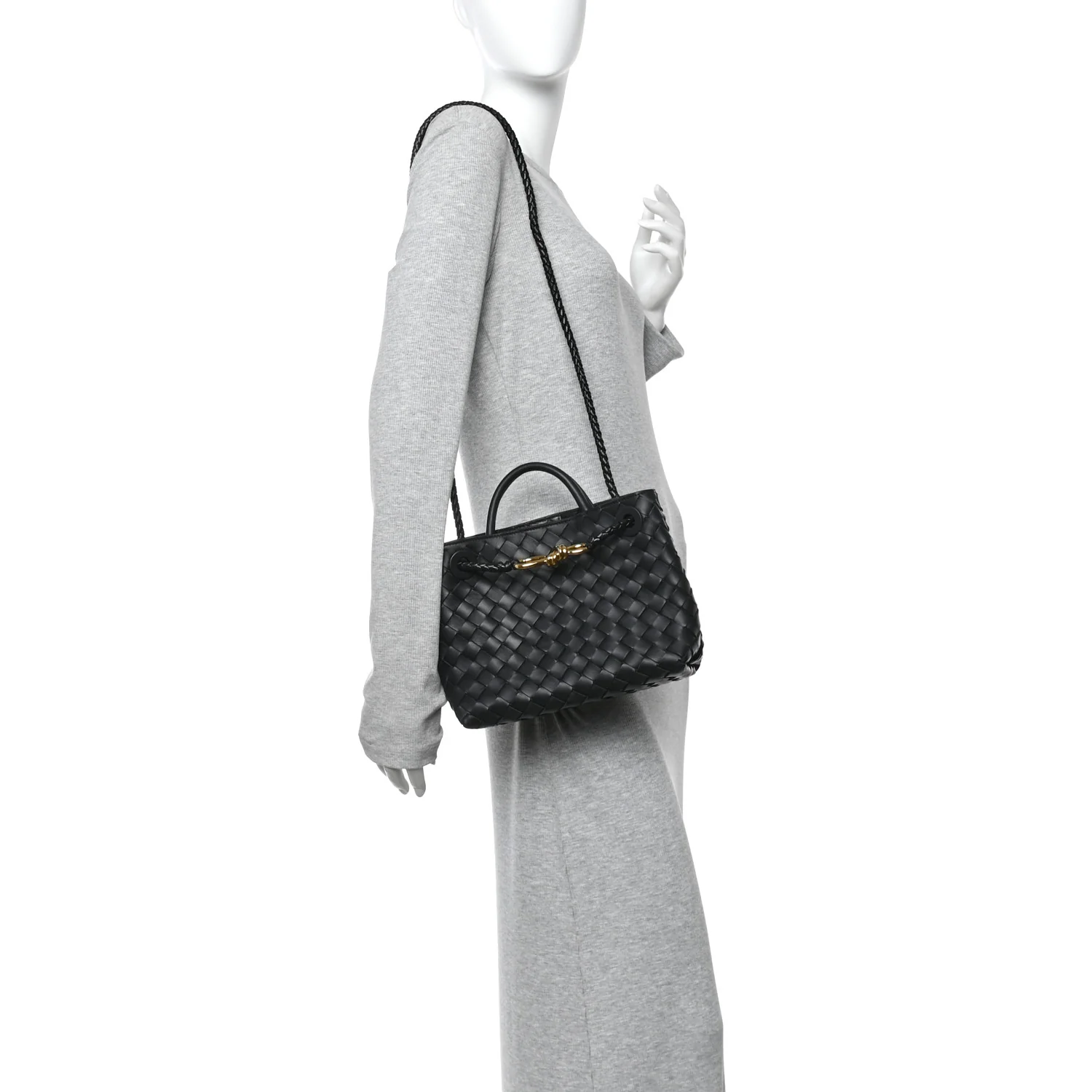 Nappa Intrecciato Small Andiamo Shoulder Bag Black