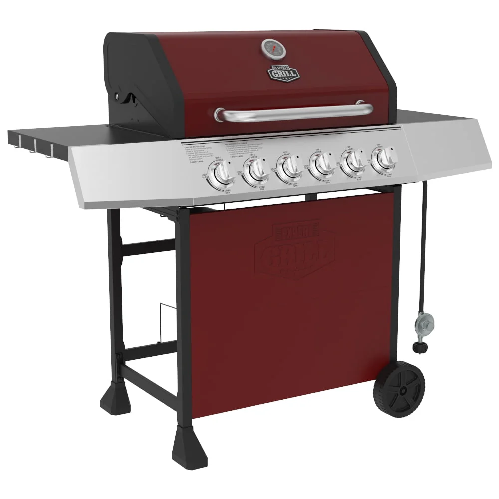 6 Burner Propane Gas Grill in Red(Black) - Image 2