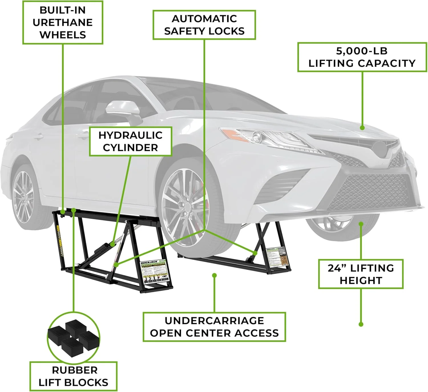 5000TL Portable Car Lift – ALI Certified 5,000 lb Capacity with 110V Power Unit, Compact Alternative to a 2-Post Car Lift for Garage, Home Mechanics, DIY Auto Repair, or Shop Use