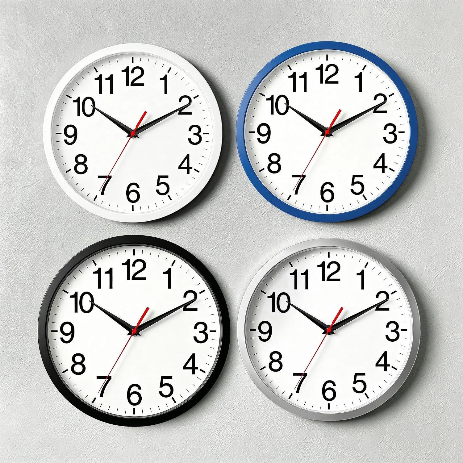 Rohioue Wall Clock Analog 8 Inch Black Battery Operated Silent Clock| Easy To Read, Non-Ticking, Round, Accurate, Kitchen, Living Room, Classroom, Office, School