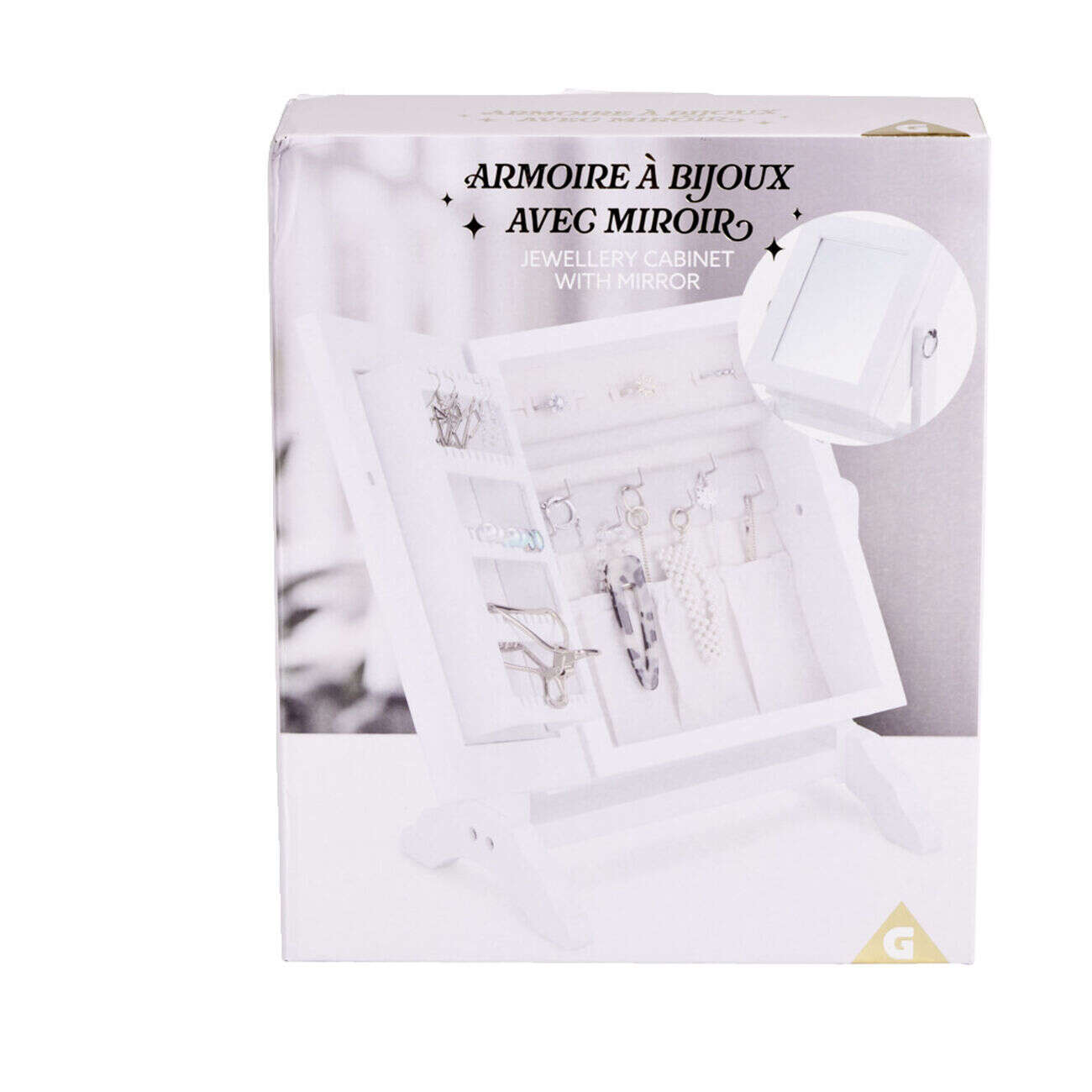 Rangement bijoux petite armoire sur pied avec miroir H29cm