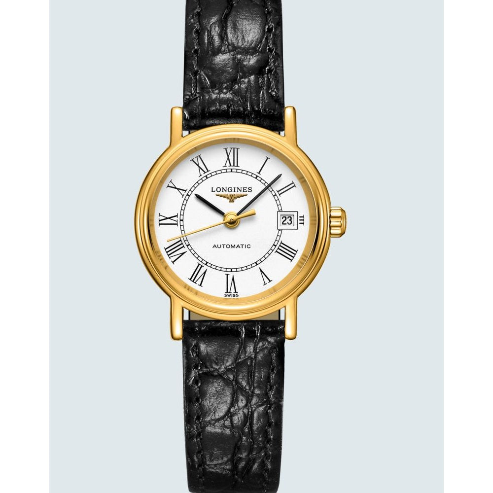 Longines Women's L4.321.2.11.2  Presence Black Leather Watch