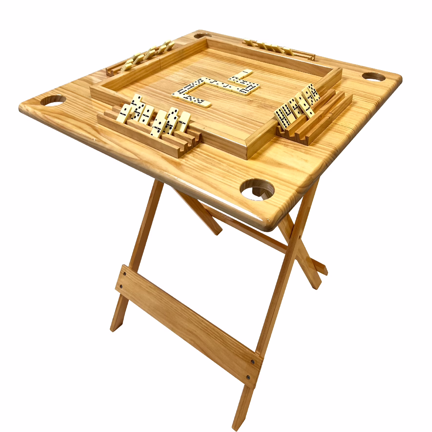 Wood Domino Table Solid Wood Folding and Portable Built - in Dominoes Holders Full Size Portable and Foldable Fits in Closet or Garage