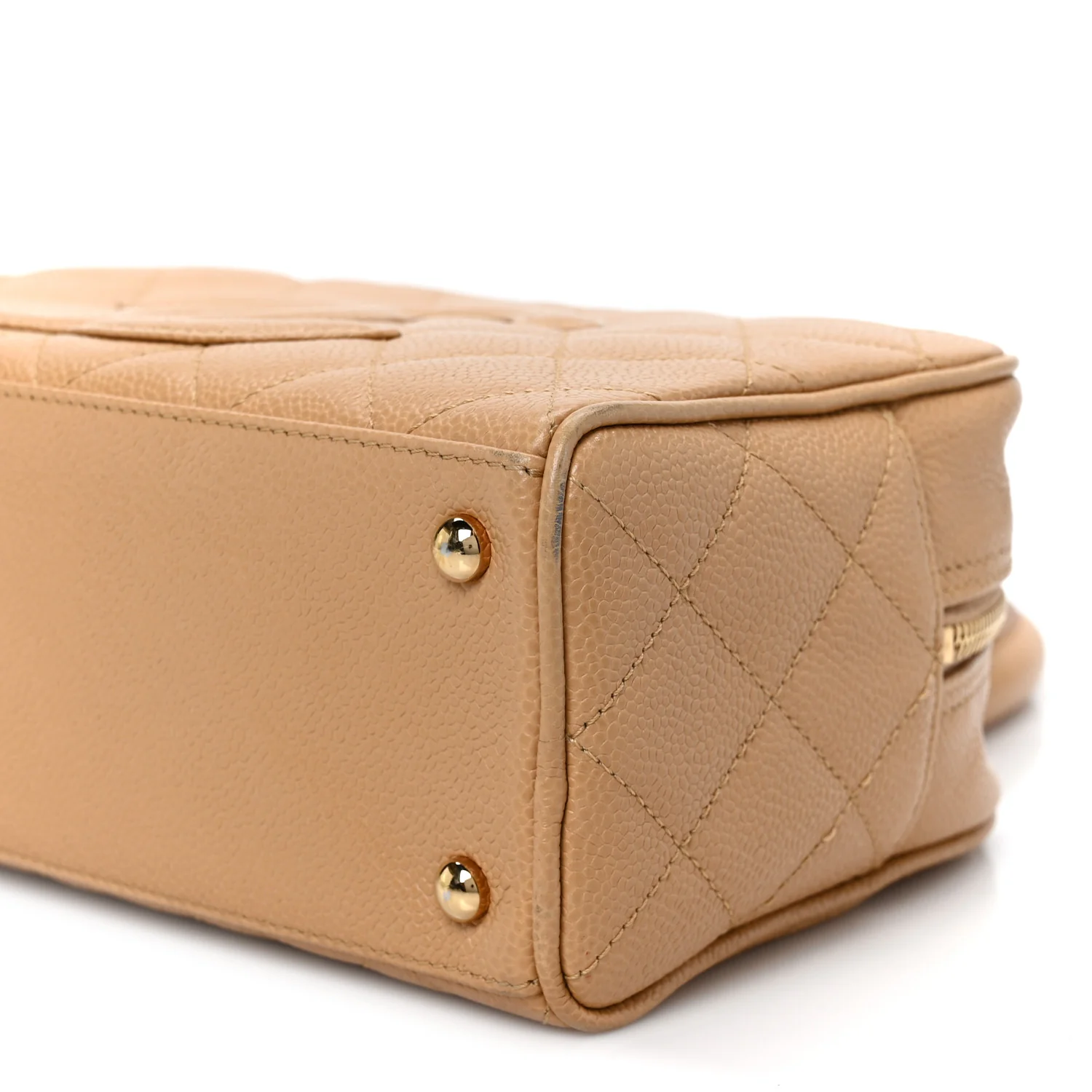 Caviar Quilted Small Bowler Beige