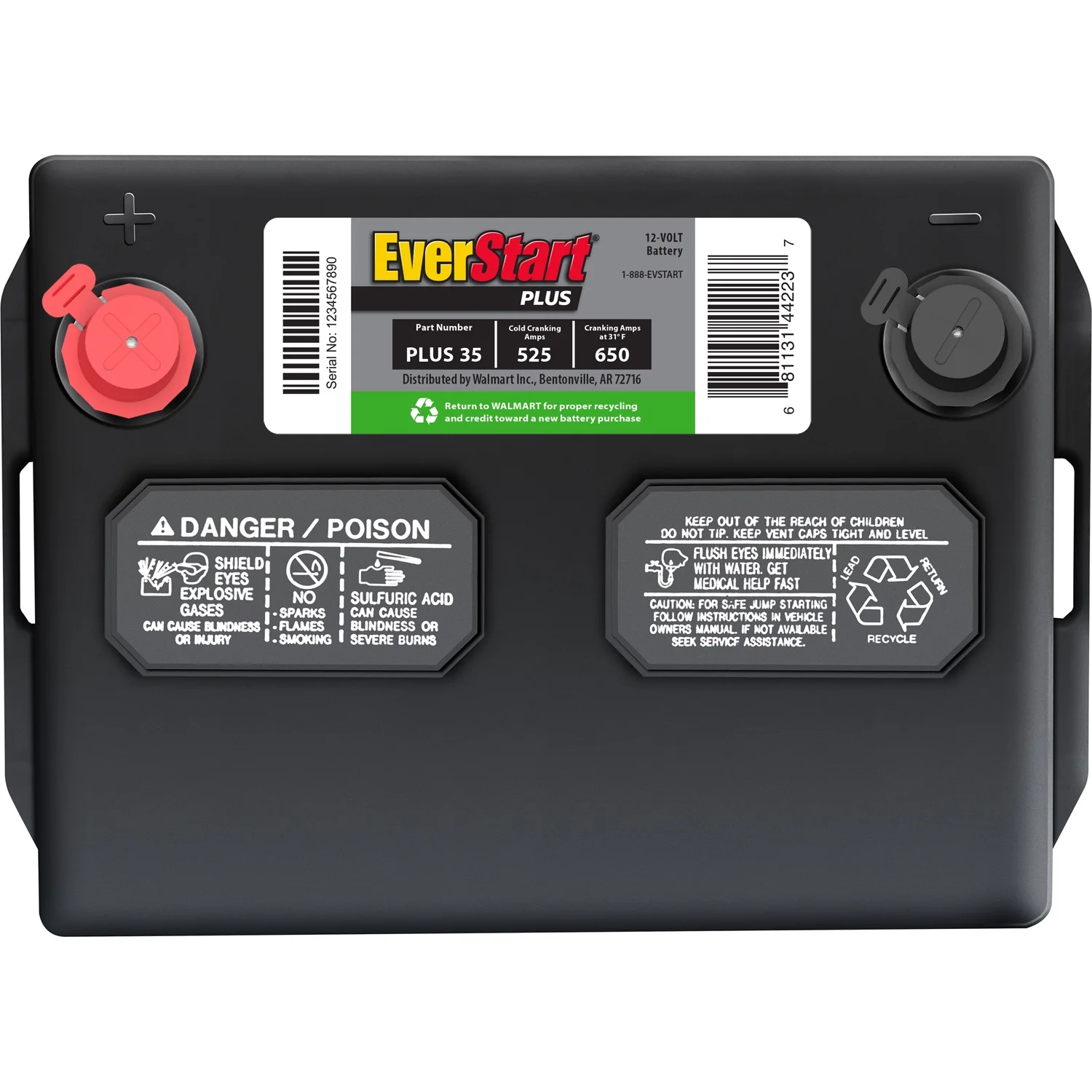 Plus Lead Acid Automotive Battery, Group Size 35 12 Volt, 525 CCA - Image 4
