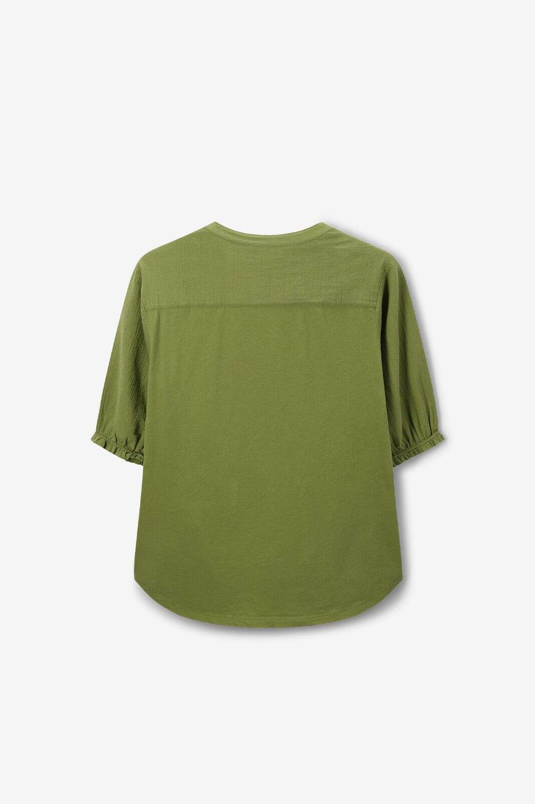 Groen T-shirt met pofmouwen