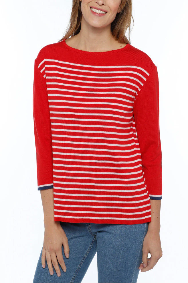 Pull marinière femme fabriqué en France, rouge