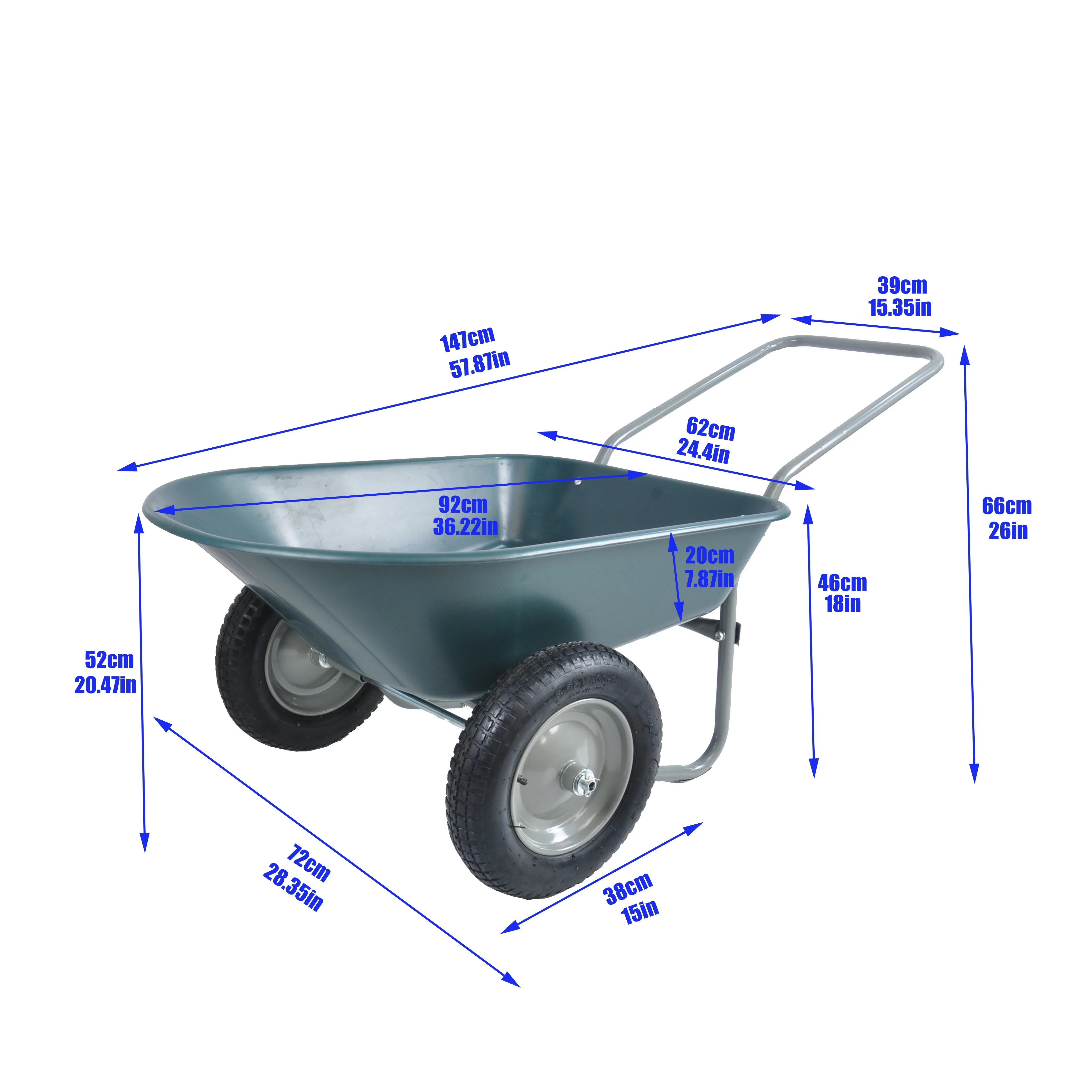 Unbranded Garden Cart with 10-Inch Pneumatic Wheels, Yellow and Black