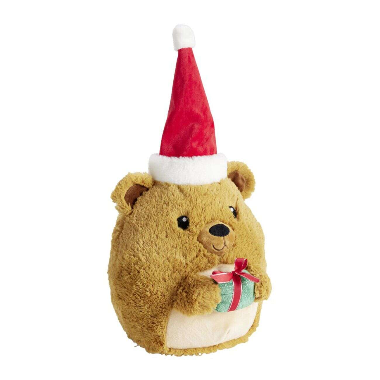 Peluche ourson Noël coussin squishy 28x23xH30cm