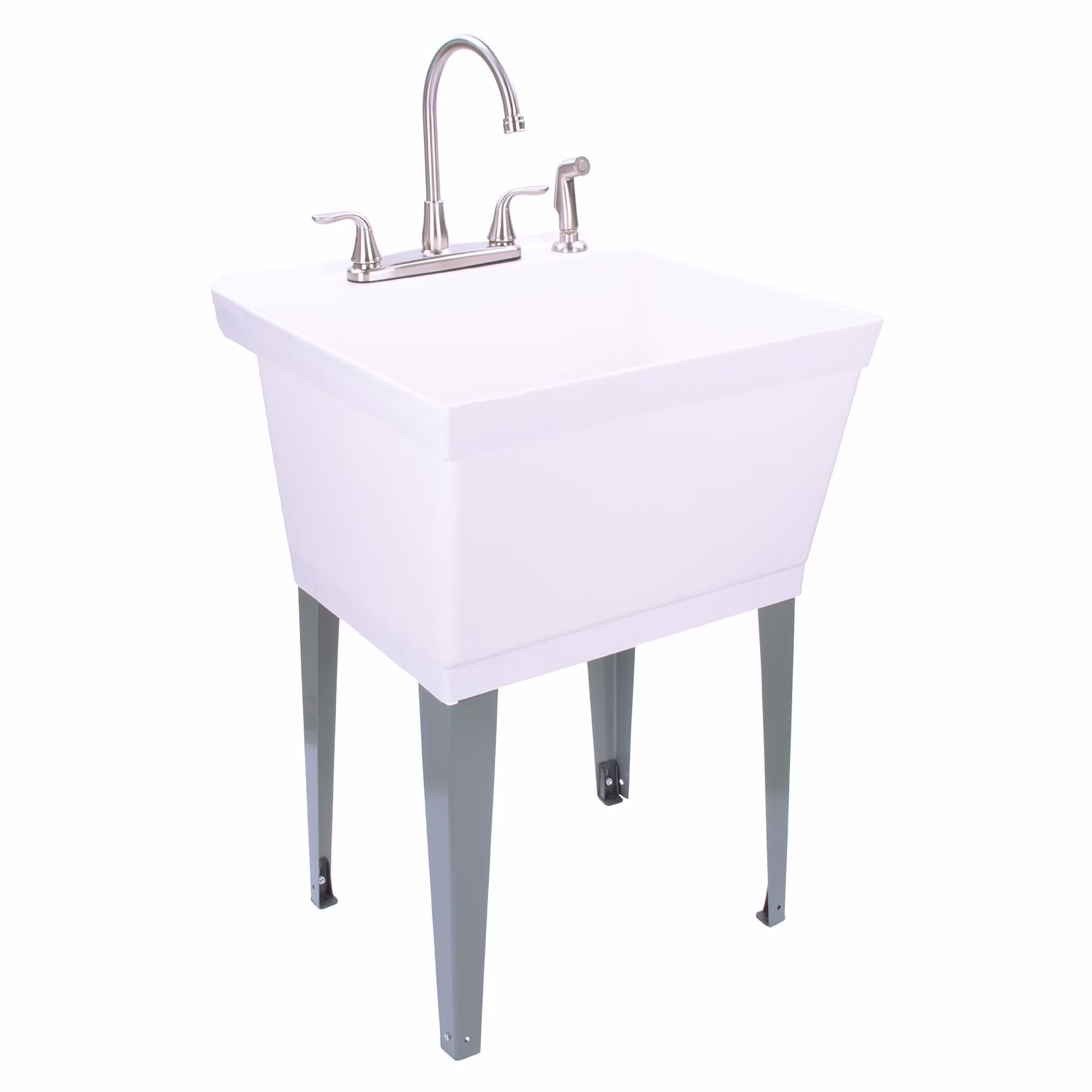 19 Gallon Utility Sink with Stainless Steel High Rise Kitchen Faucet 6501