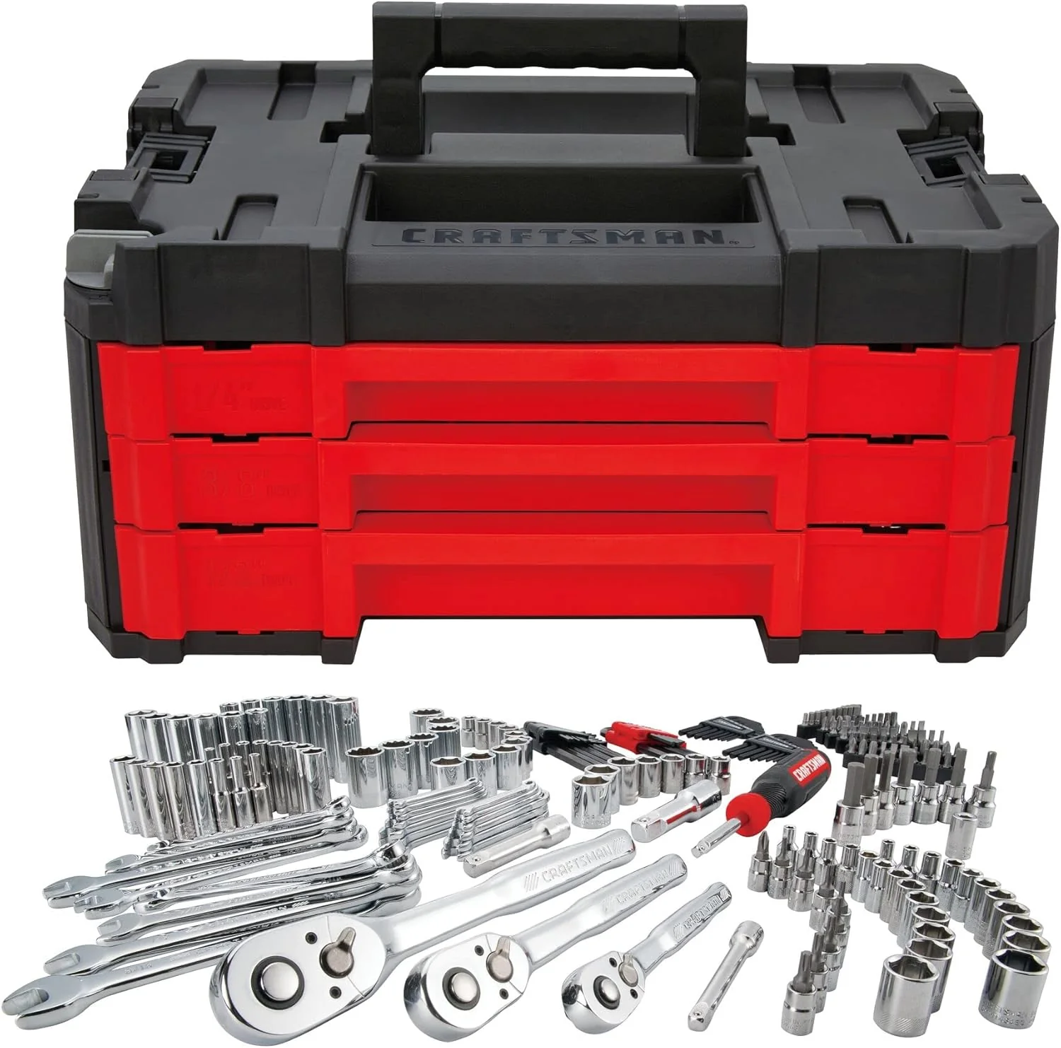 Coffret d'outils de mécanicien Craftsman 262 pièces, jeu de douilles métriques, kit d'outils pour voiture et moto