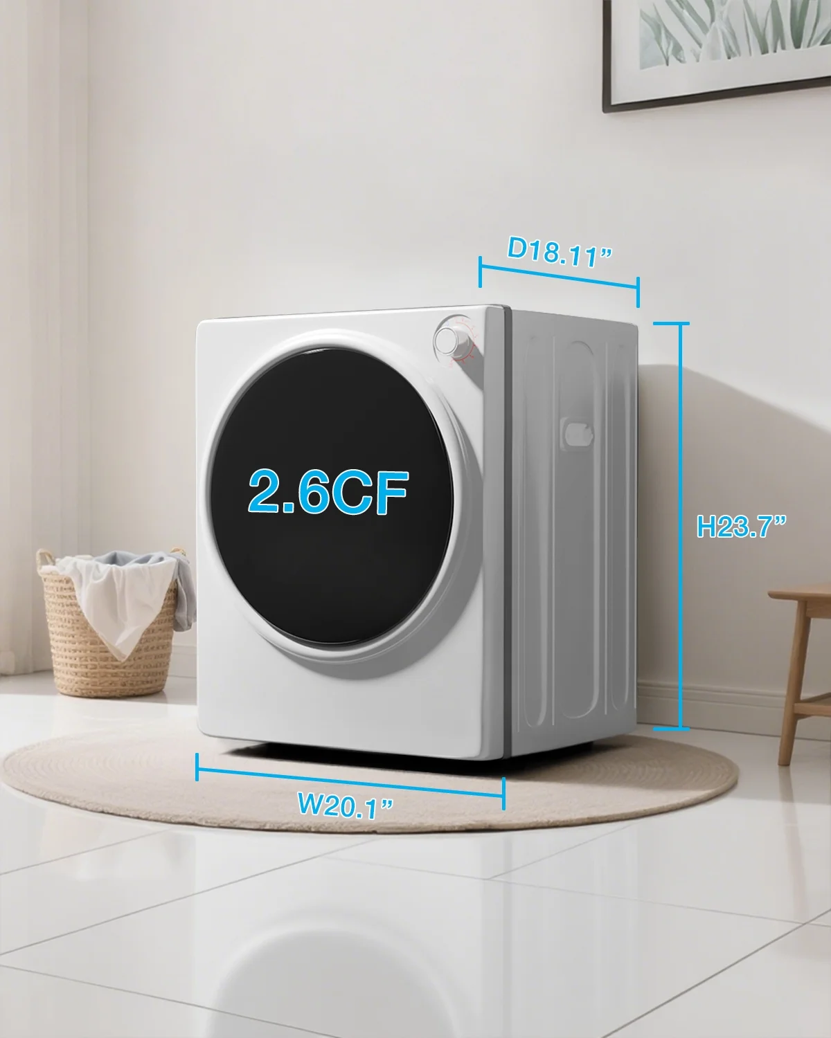 Portable Washer and Dryer Set, 17.6LBS Compact Washing Machine 8.8LBS Compact Dryer(GrayWhite) - Image 9