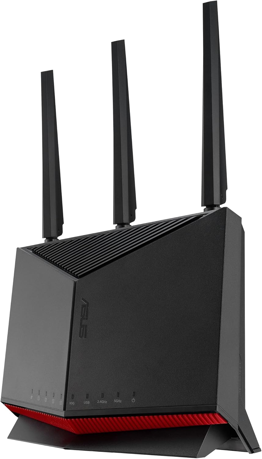 ASUS RT-BE86U BE6800 Dual-Band WiFi 7 Router  Supports 4096-QAM  MLO  AI WAN Detection  AiMesh  Subscription-Free Network Security  and Comprehensive VPN Features  Guest Network Pro  Gaming