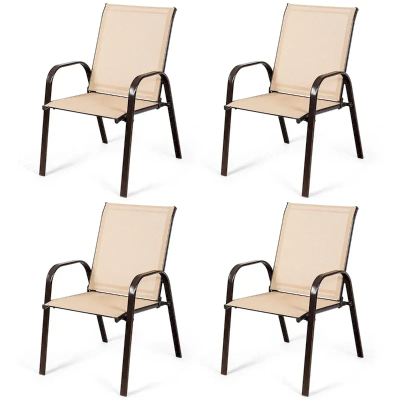 Costway Set of 4 Patio Chairs with Armrests for Garden and Deck - View Details