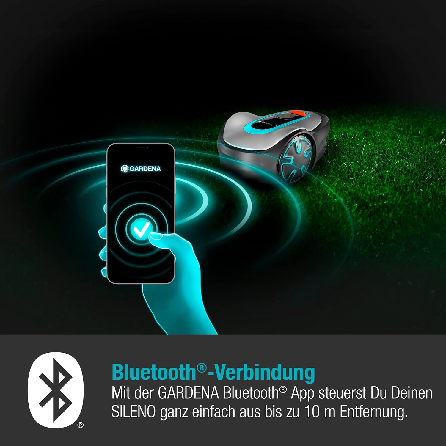 Gardena Robotmaaier SILENO minimo 500 m: intelligente grasmaaier met optimale connectiviteit, programmeerbaar met Gardena Bluetooth-app, DE-versie (15202-20)