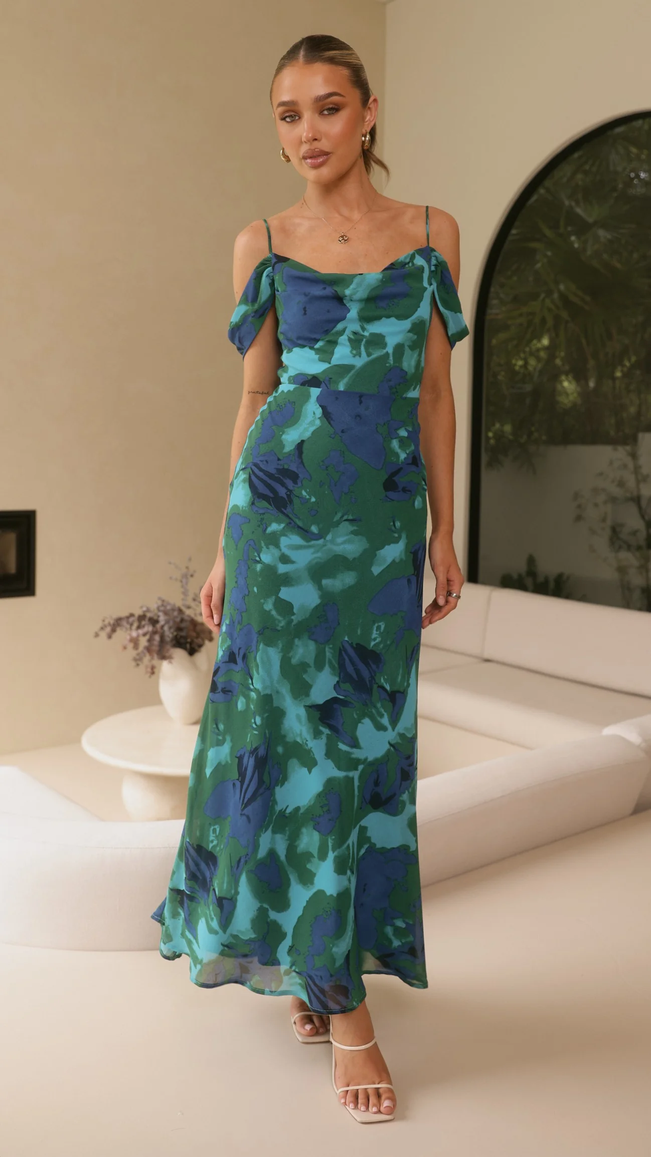 Mairi Maxi Dress - Blue/Green Print
