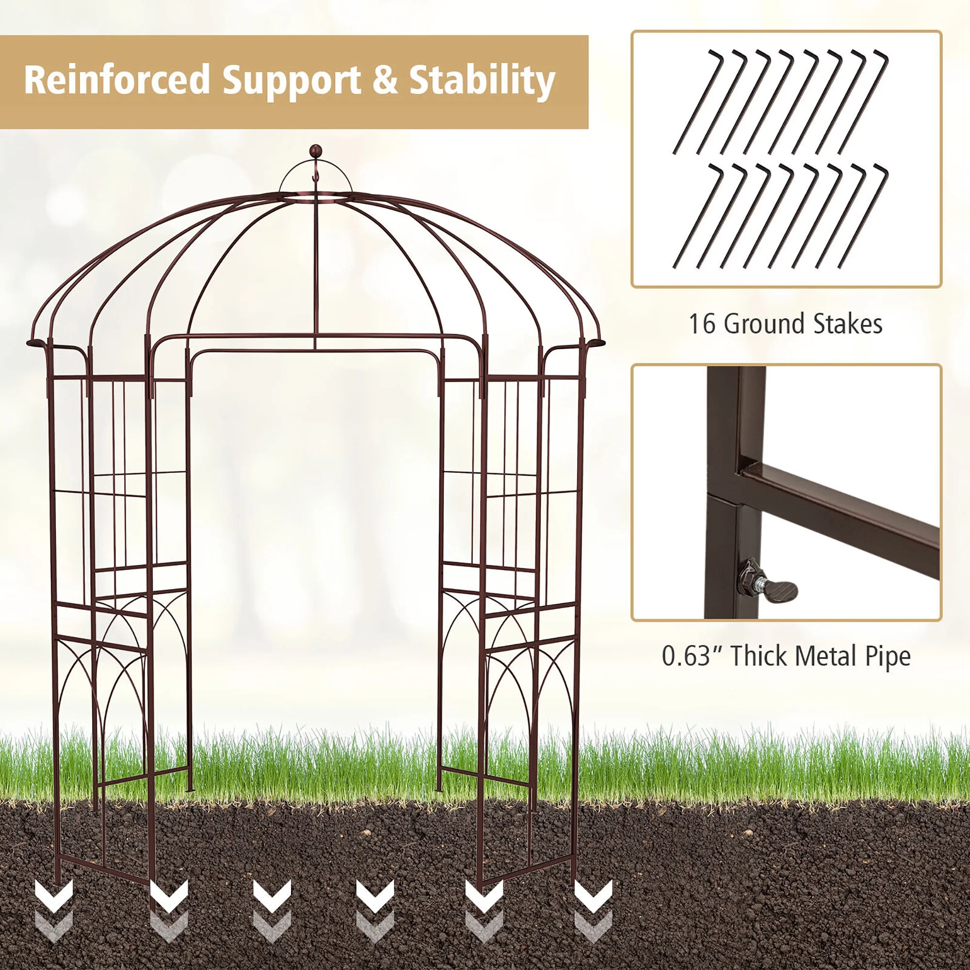 Birdcage Shape Garden Arbor Pergola Climbing Plants Stand Rack for Wedding Party - Image 4