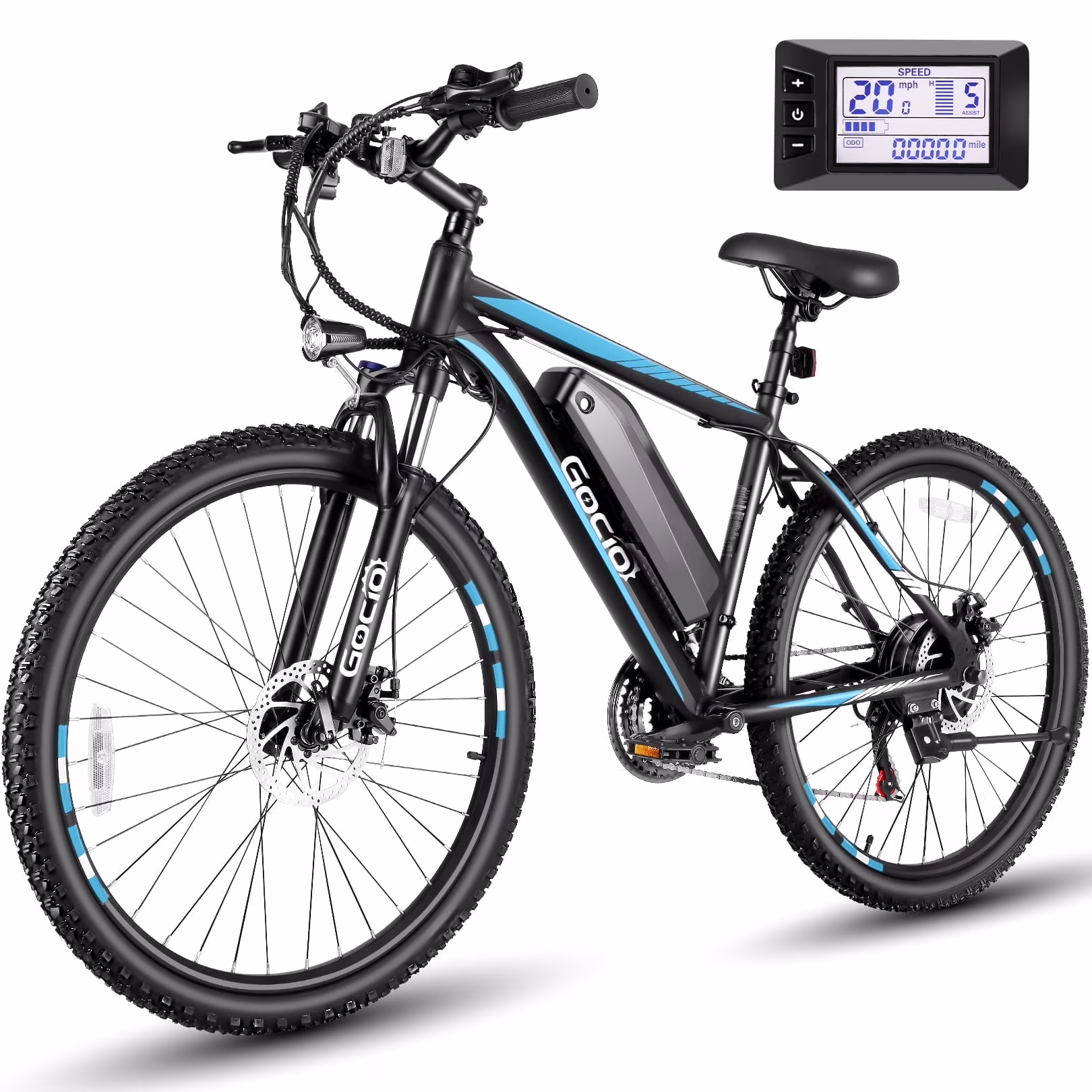 26" Electric Bike for Adults, 500W Electric Mountain Bike, 48V 7.8Ah Removable Battery, Ebike with Front Fork Suspension, 21 Speed, UL 2849(Blue)